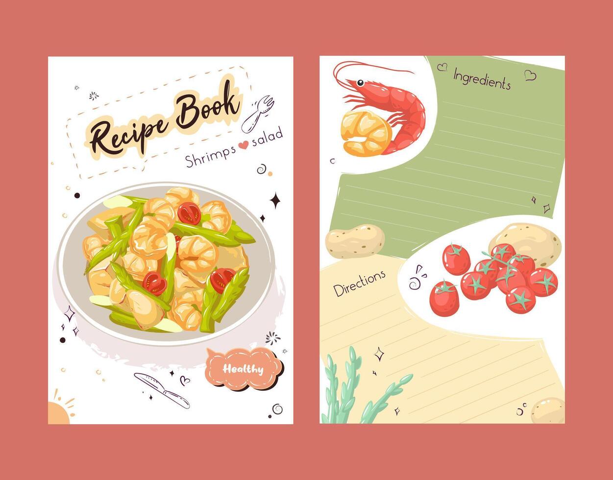 Hand drawn flat design recipe book vector