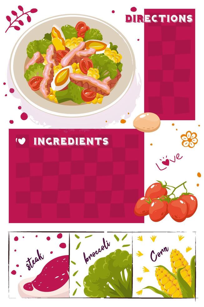 Hand drawn flat design recipe book vector