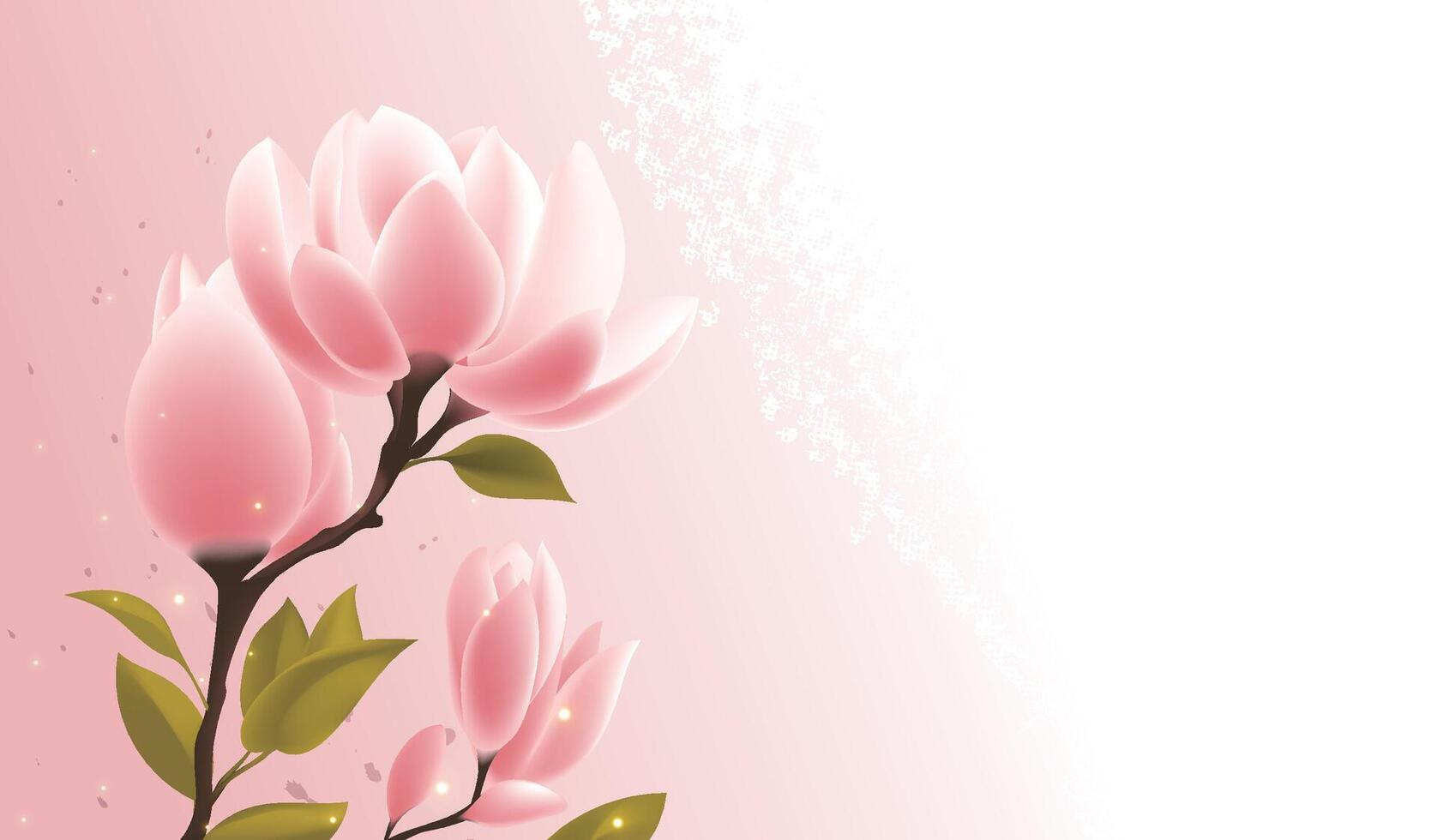 Hand-drawn illustration of spring blooming pink magnolia vector