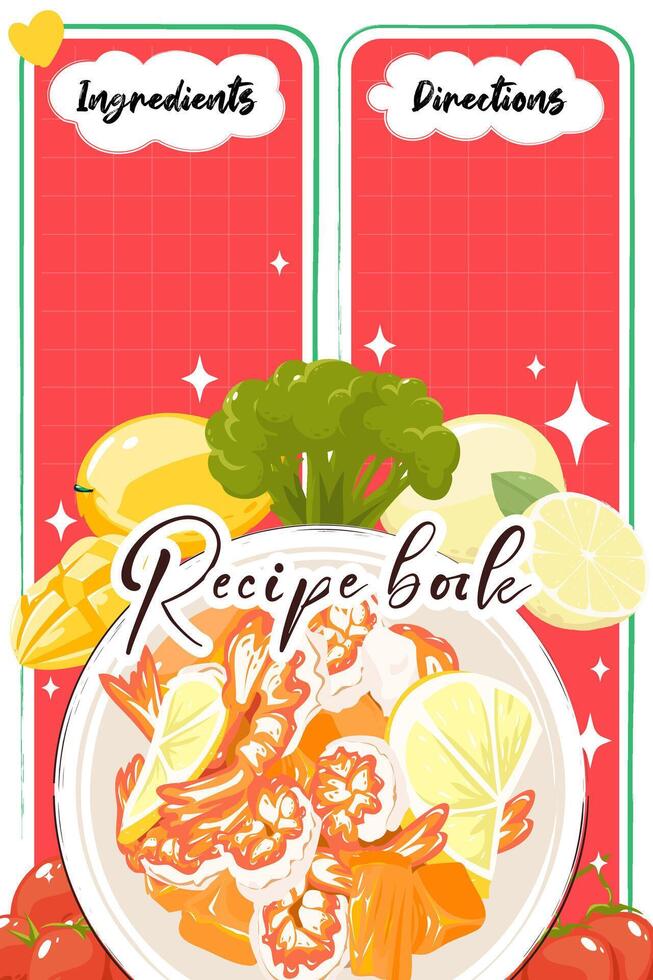 Hand drawn flat design recipe book vector