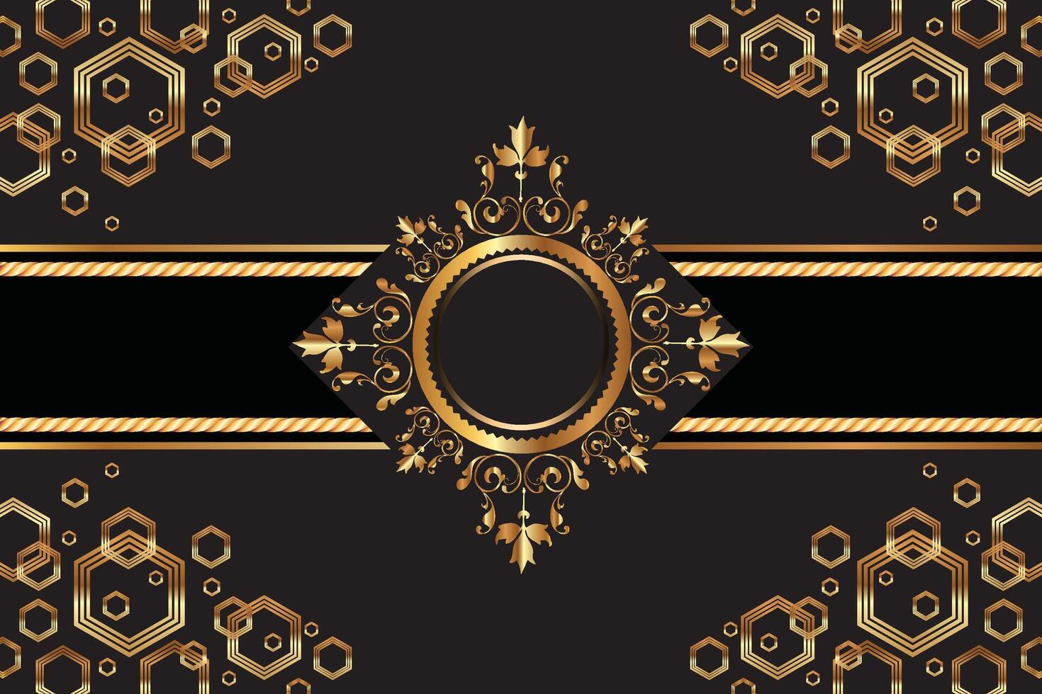 Luxury gold Vintage Circle Frame and polygonal border vector