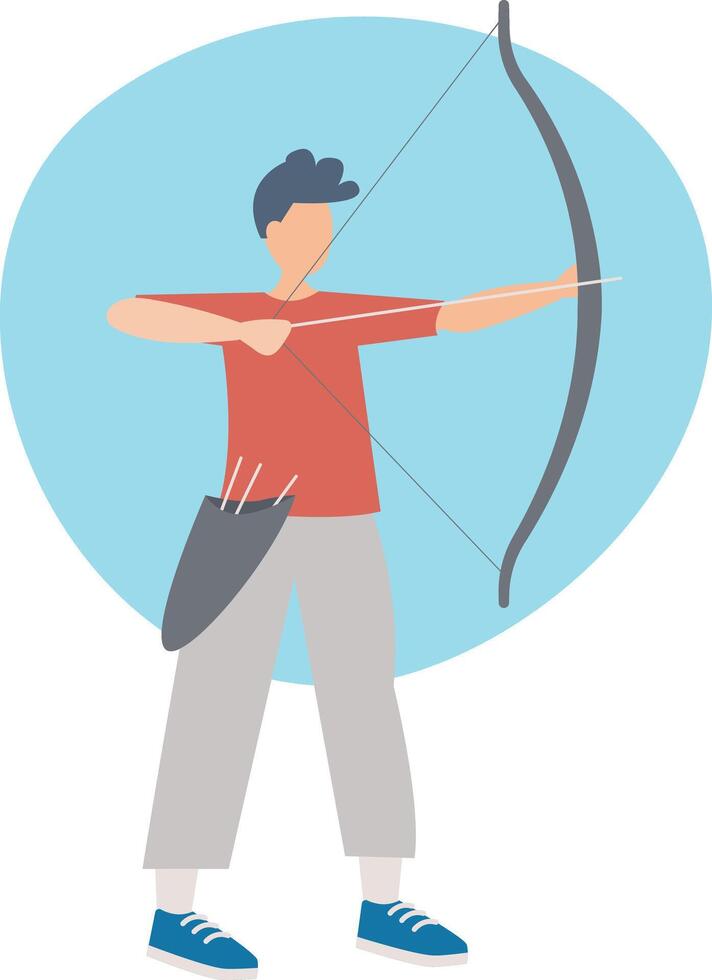 Archery athlete with compound bow. Illustration isolated on white background. vector