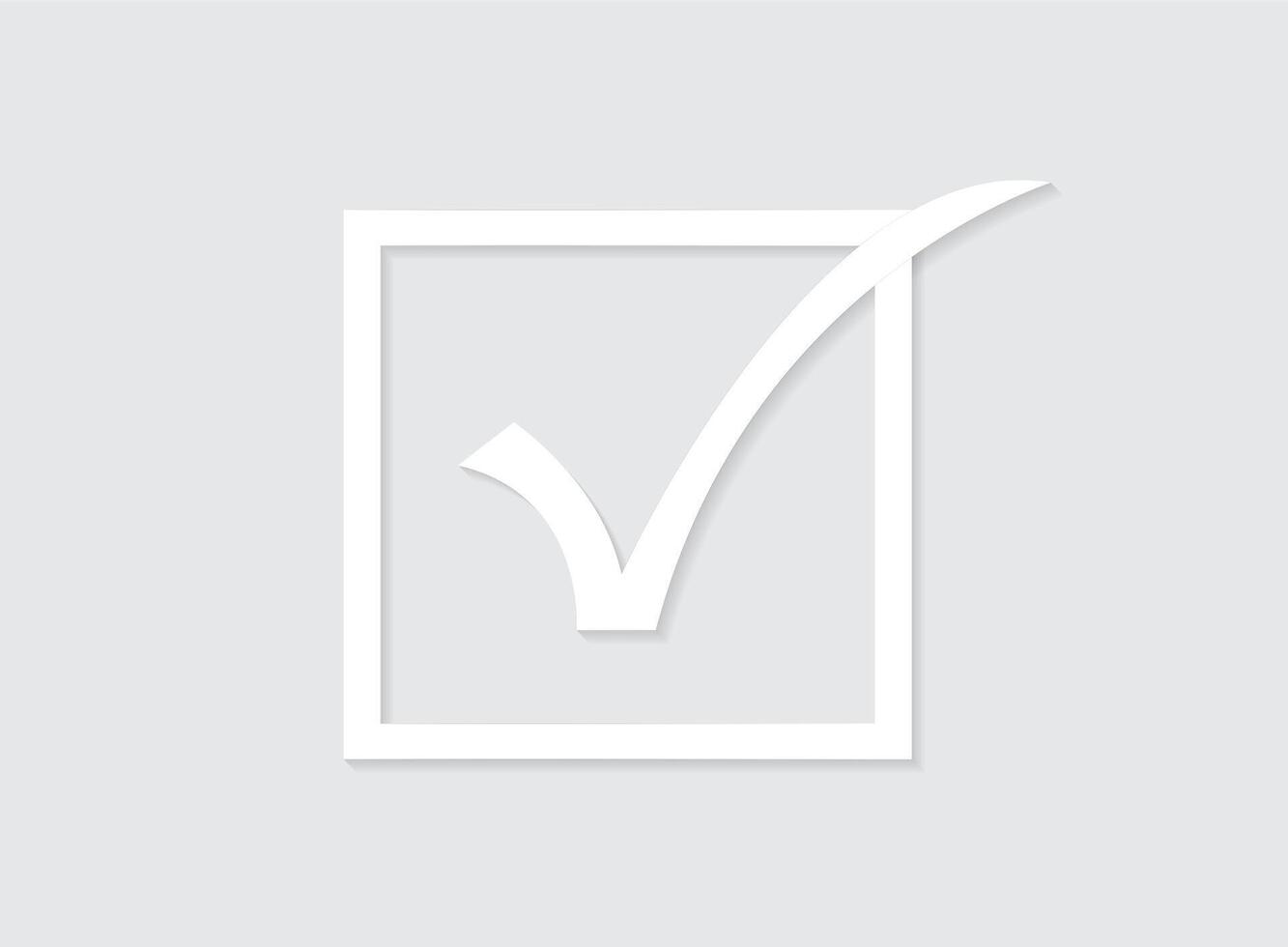 A white correct tick mark sign inside white box for test vector