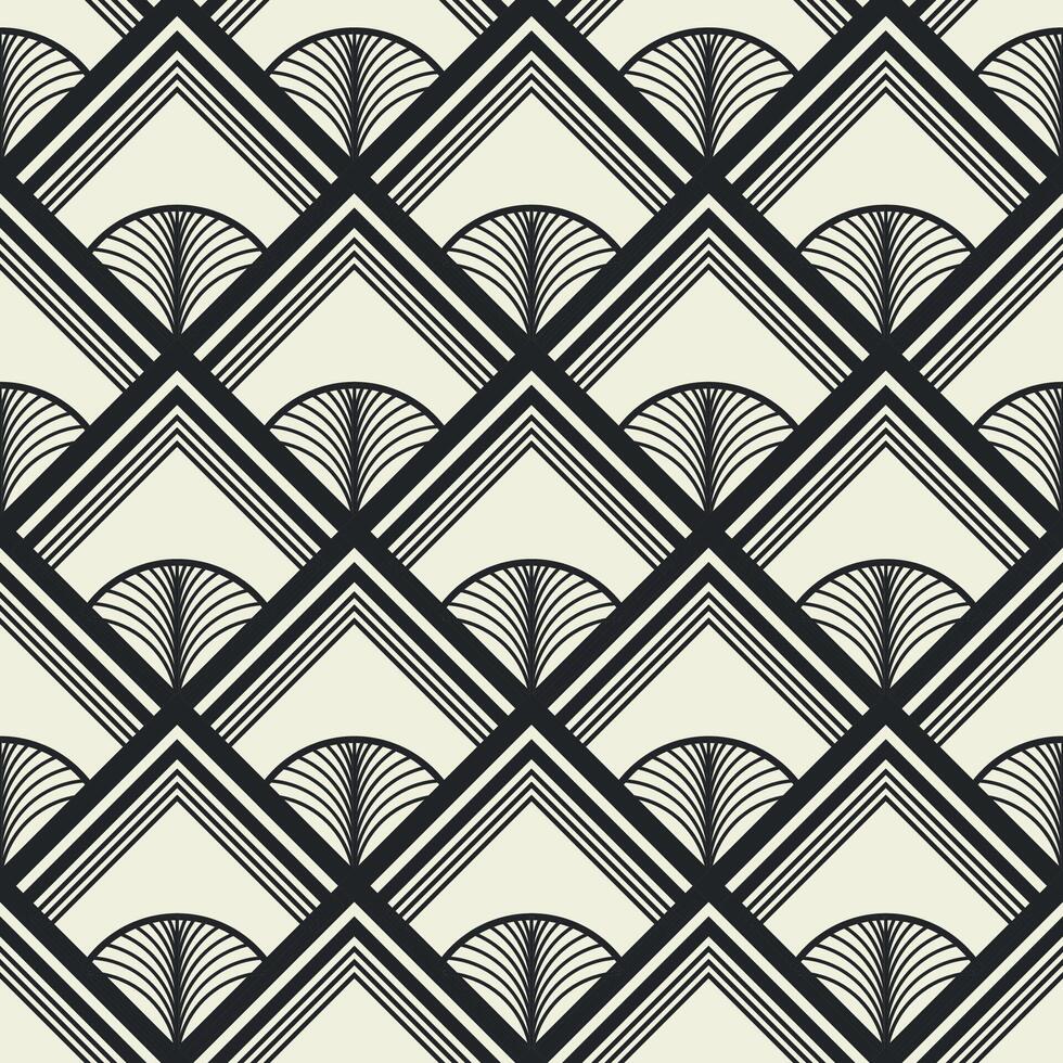 seamless geometric art deco pattern. Ornamental beige and black creative design. Repeatable monochrome background. Ornate fabric print vector