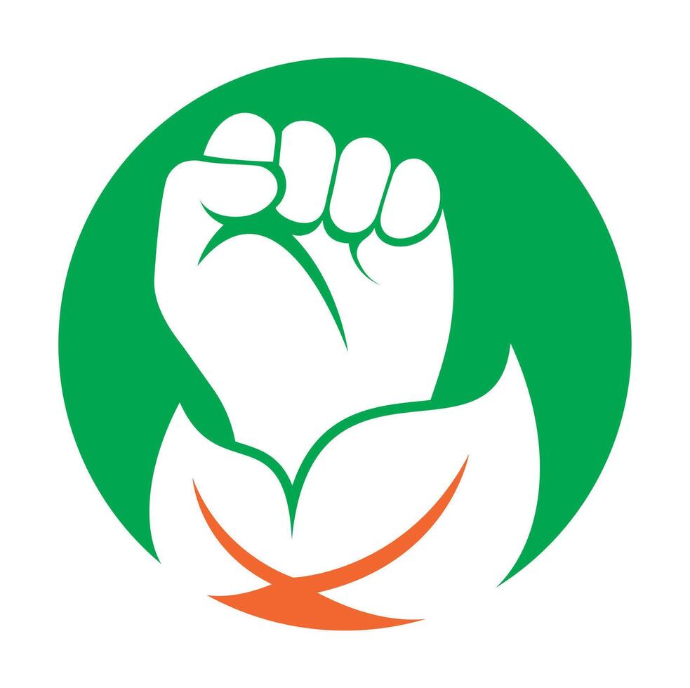 Hand and eco symbol or icon. vector