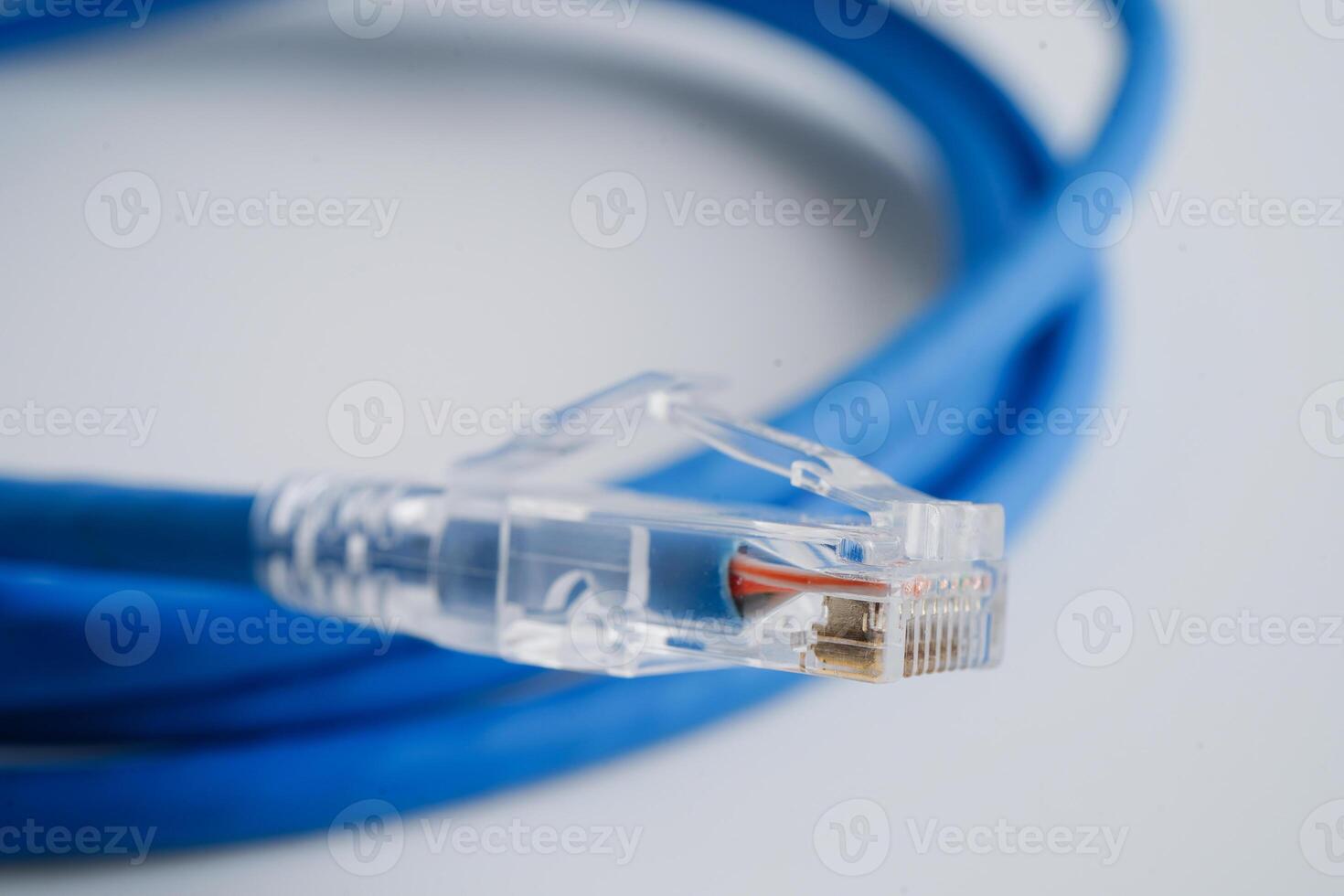 Ethernet cable for connect to wireless router link to internet service provider network. photo