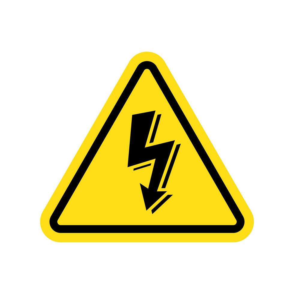 High voltage sign with lightning. vector
