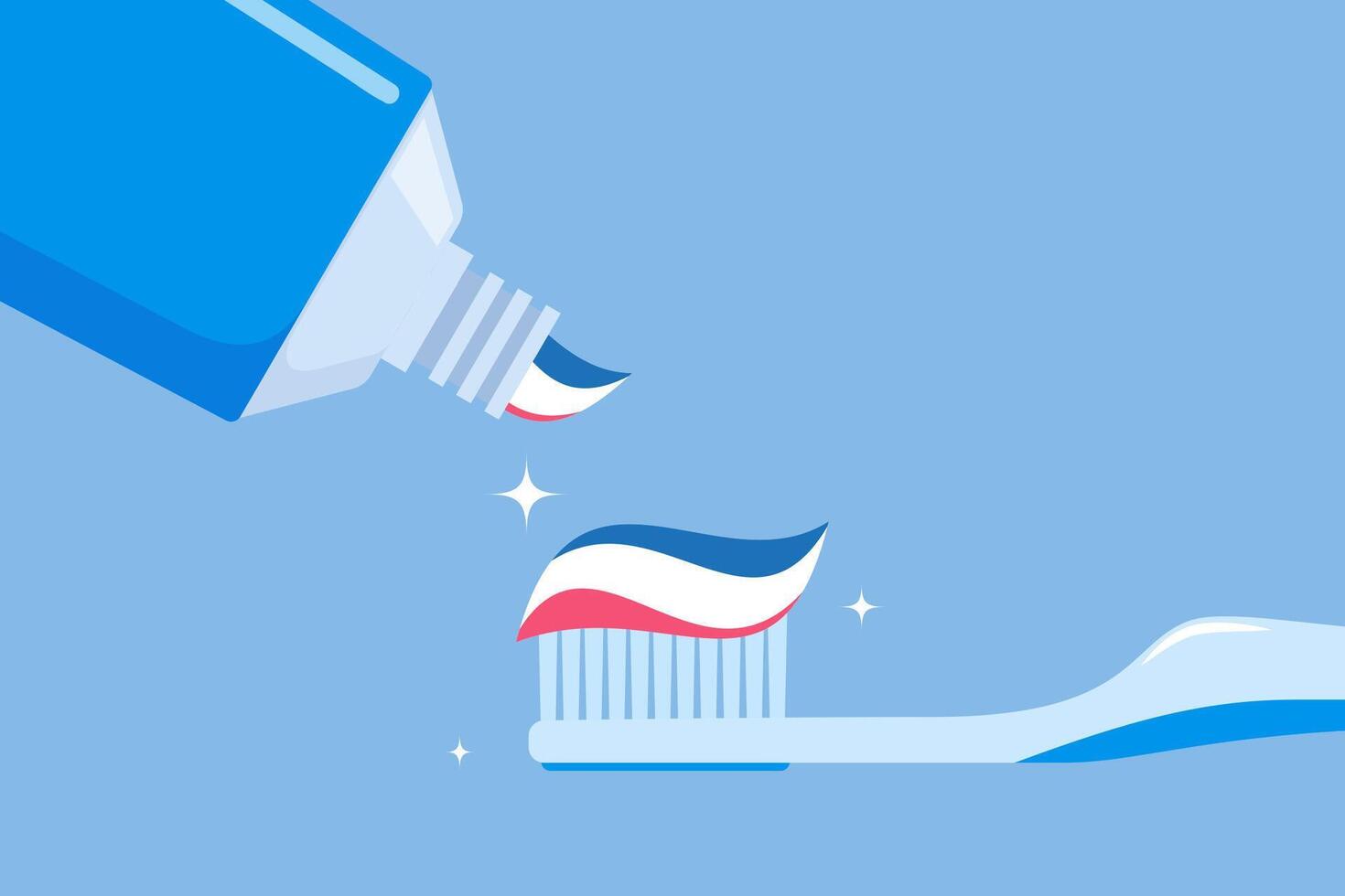 Toothbrush with paste and tube of toothpaste. Substance used on a brush for cleaning teeth. Dental and oral care concept. Teeth hygiene. illustration. vector