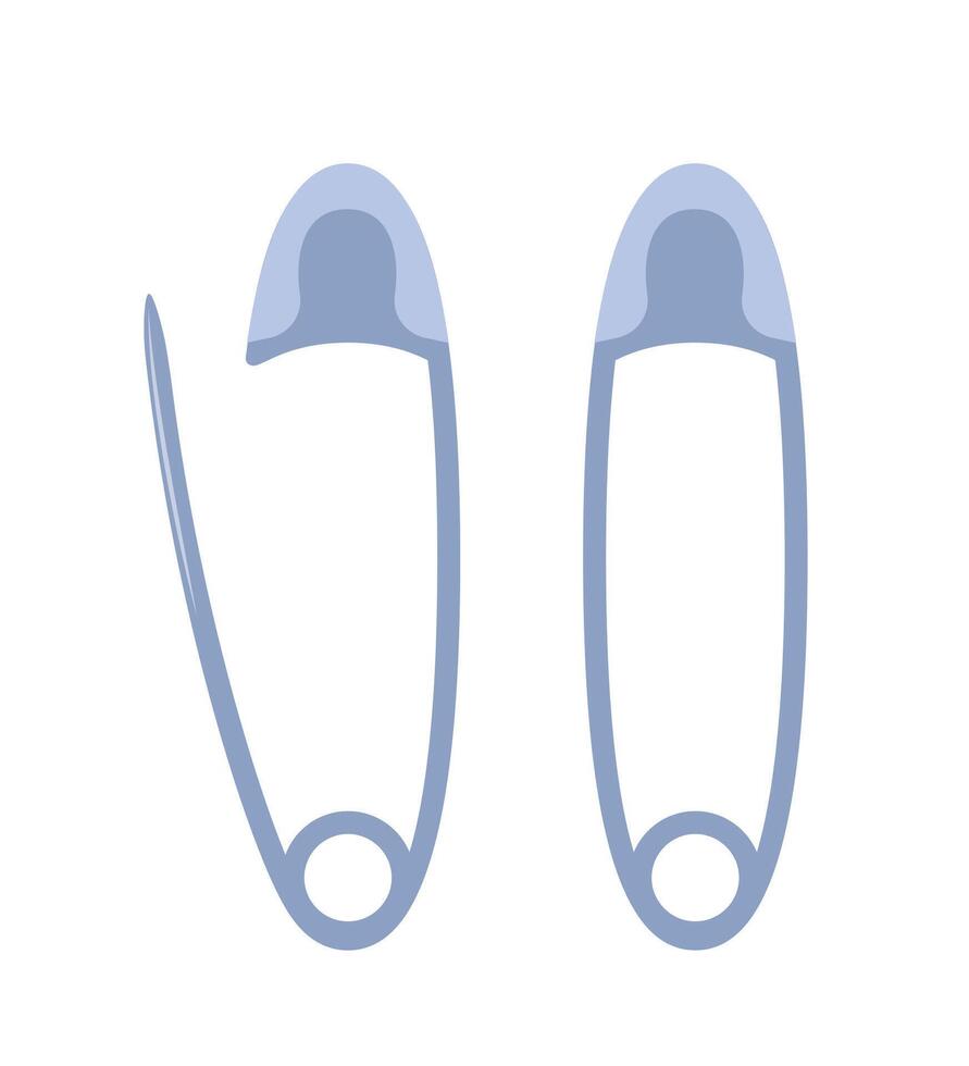 Open and closed safety pins. Accessory for tailoring. . vector