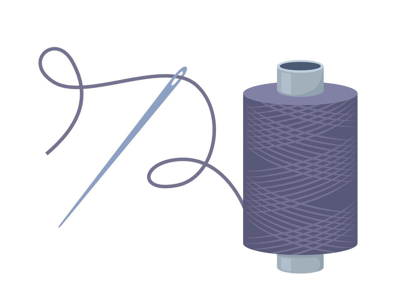 Sewing needle with red thread. Accessory for tailoring. . vector