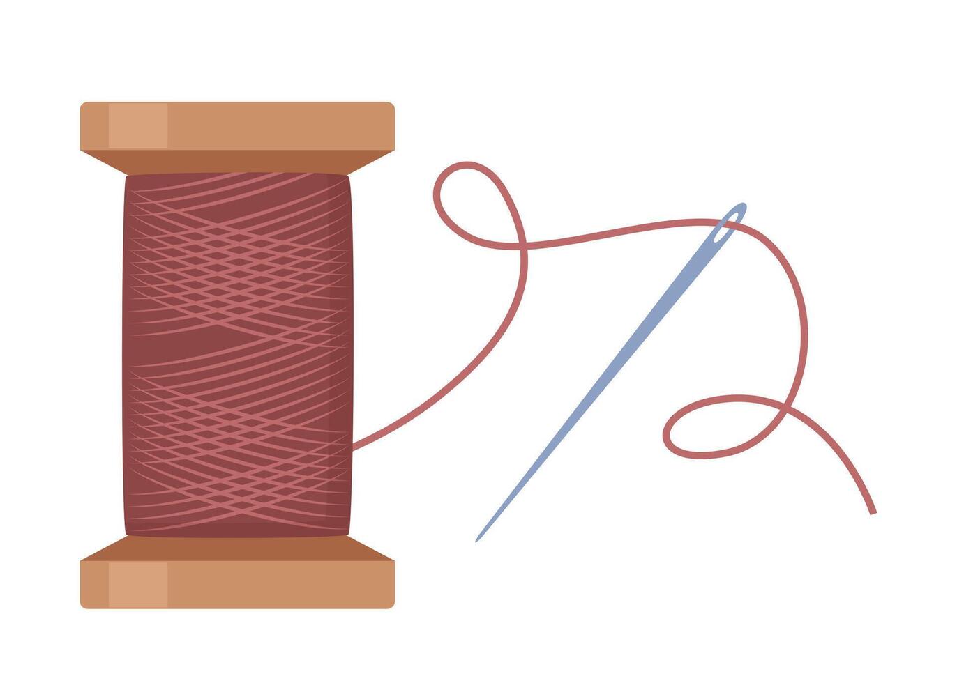 Sewing needle with red thread. Accessory for tailoring. . vector