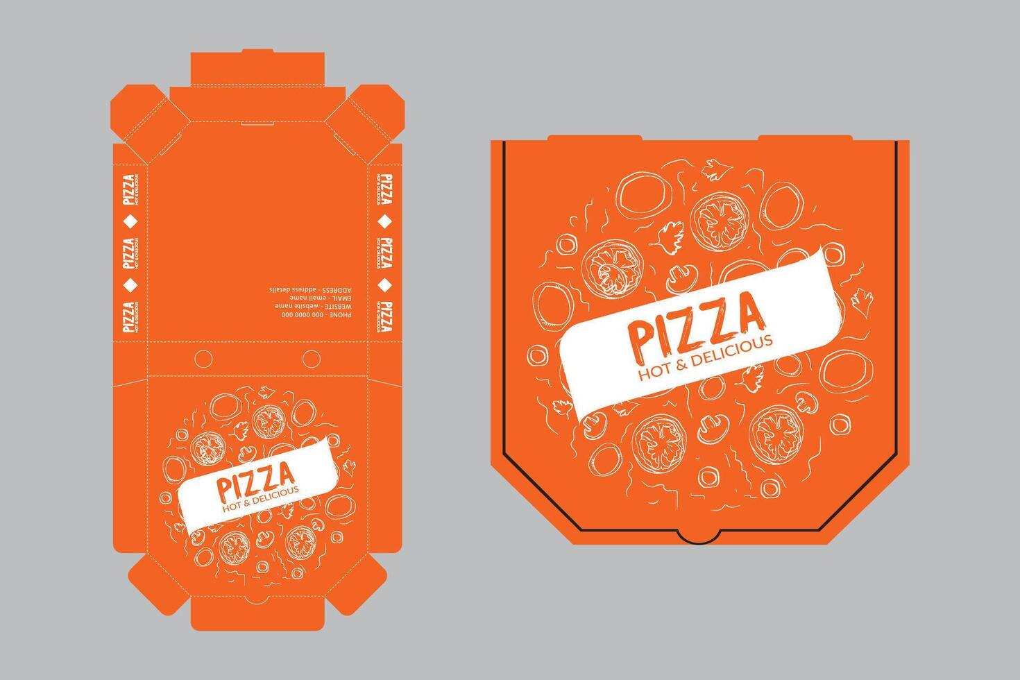 Pizza Box Design, Pizza Packaging Design, Pizza Box Design Template, Ready For Print. vector