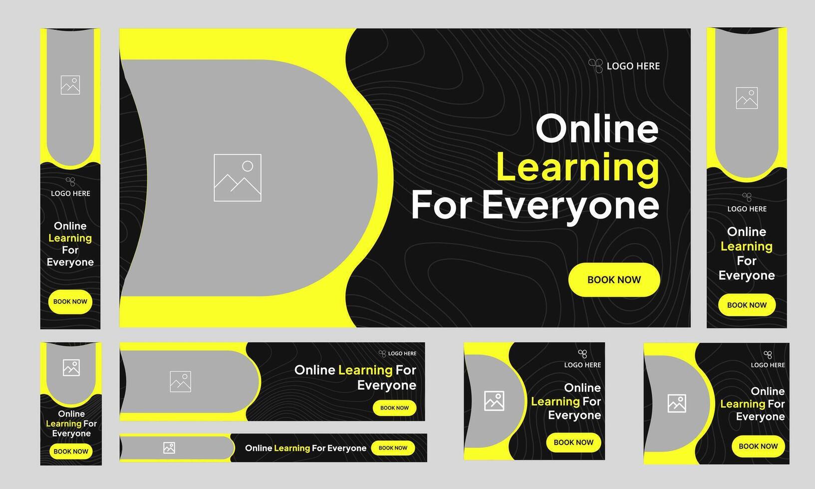 Everyday learning courses offer web set banner design for social media post, Online learning system banner design, fully customizable eps 10 file format vector