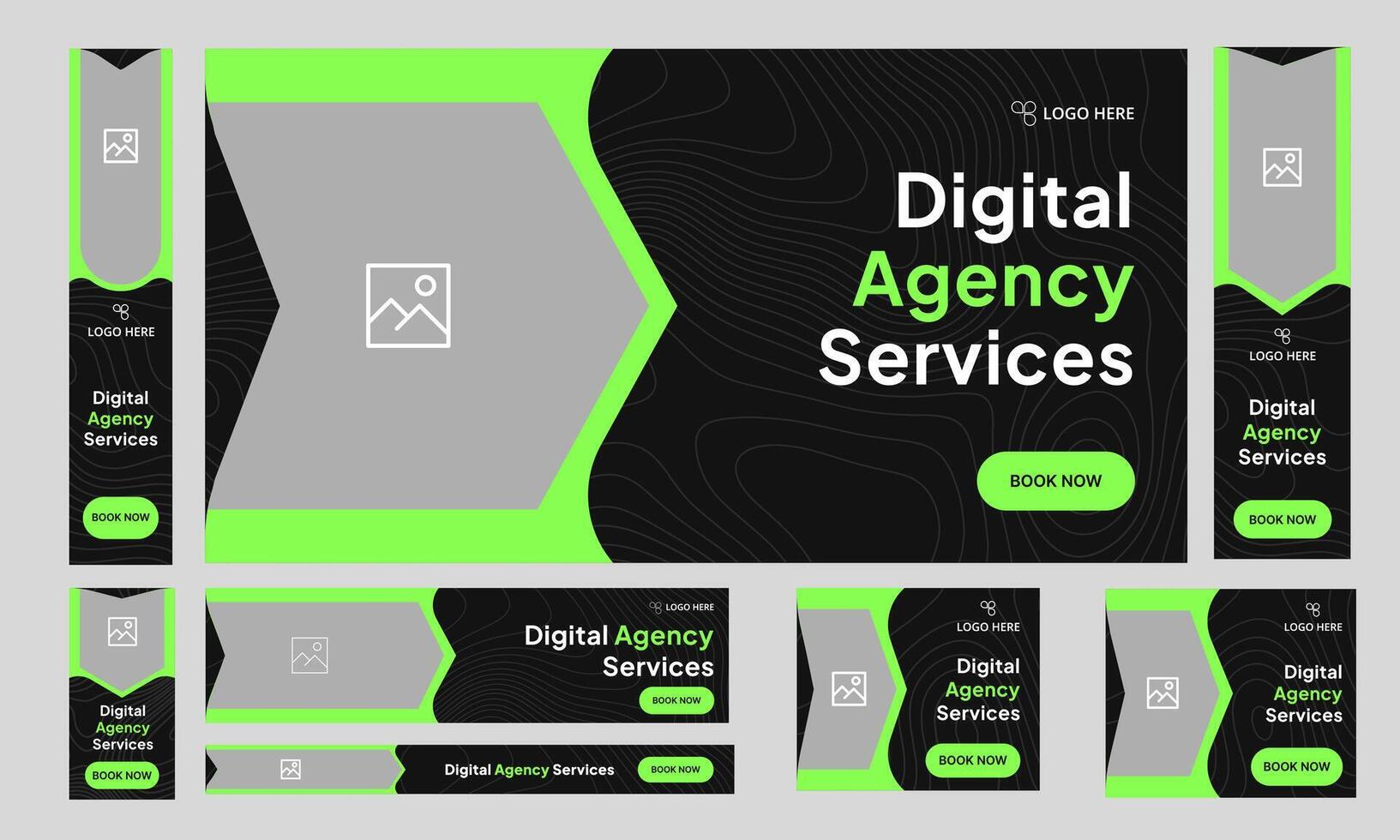 Digital marketing agency services web set banner design, web banner design for digital agency, modern and clean web banner design, editable eps 10 file format vector