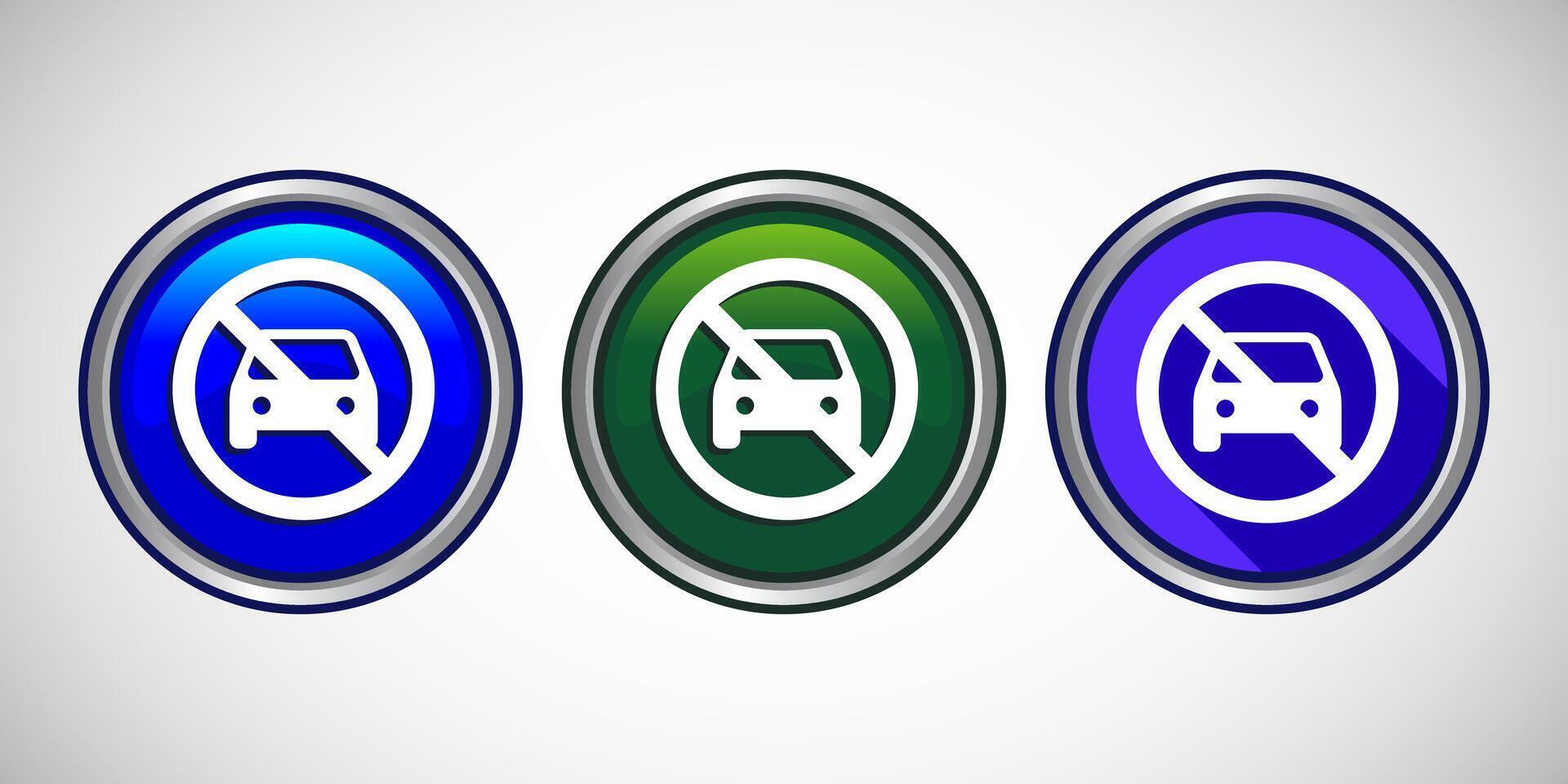 No Parking Icon Button Set Design Illustration vector