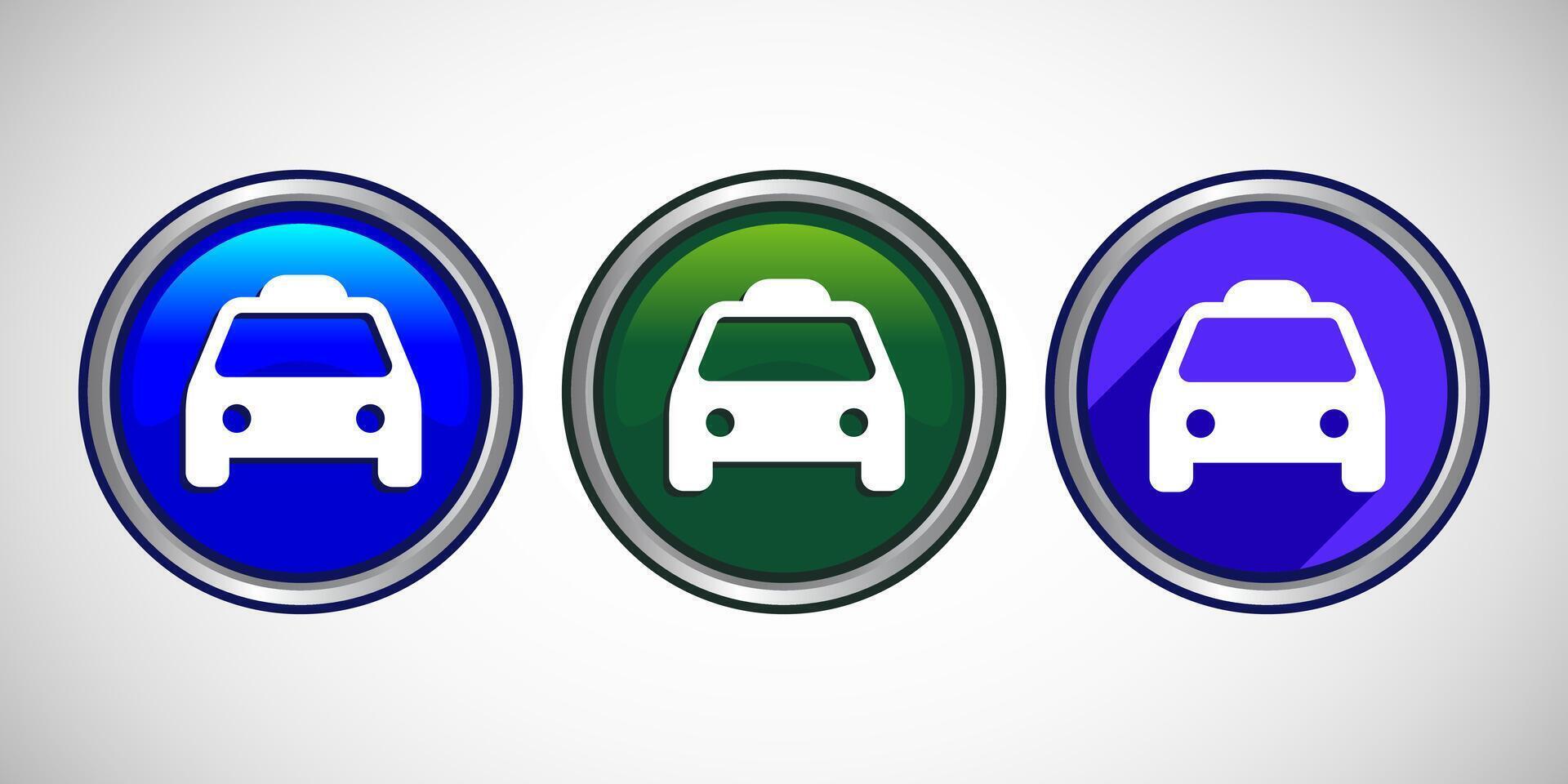 Taxi or Taxicab Icon Button Set Design Illustration vector