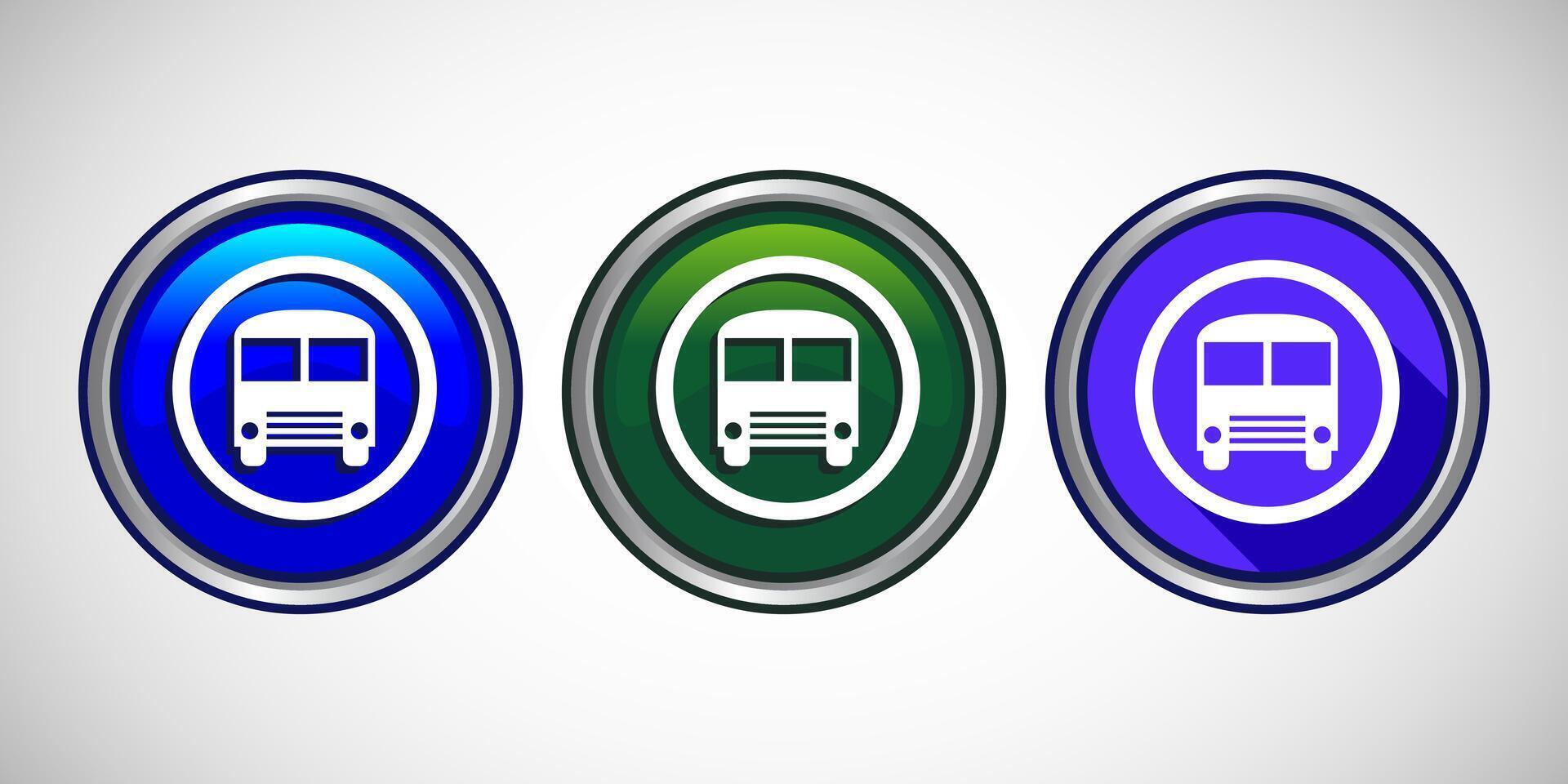 Public Transport Bus Icon Button Set Design Illustration vector