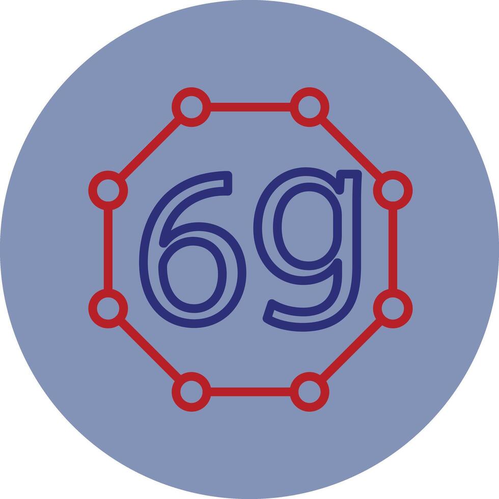 6g Line Two Color Circle Icon vector