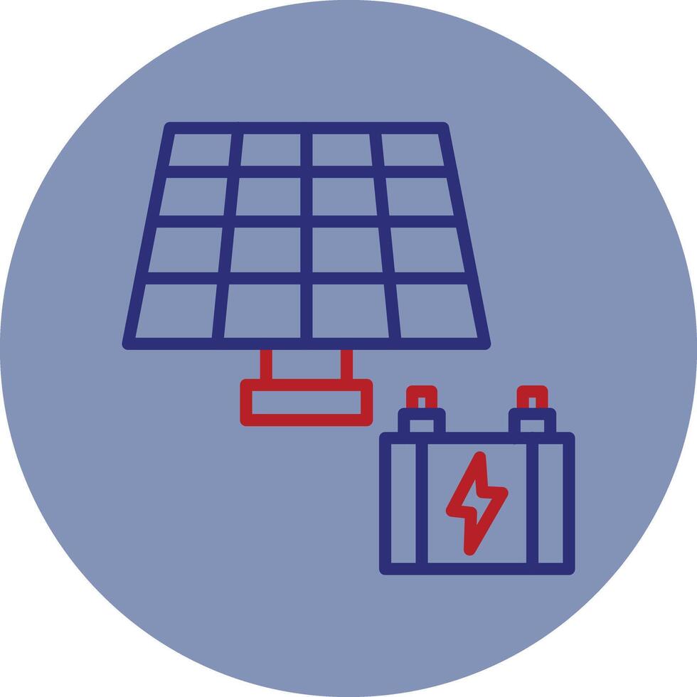Solar Panel Line Two Color Circle Icon vector