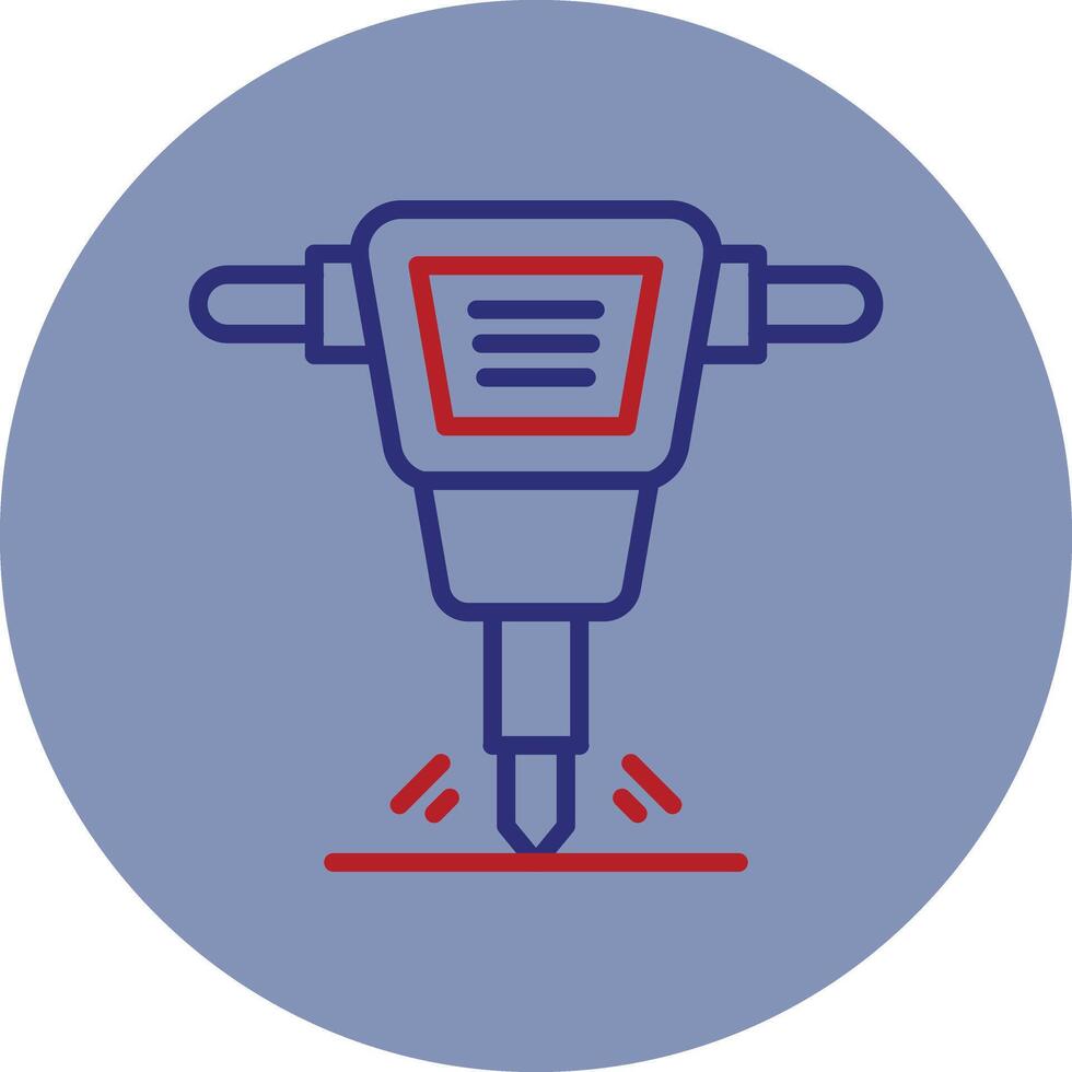 Jackhammer Line Two Color Circle Icon vector