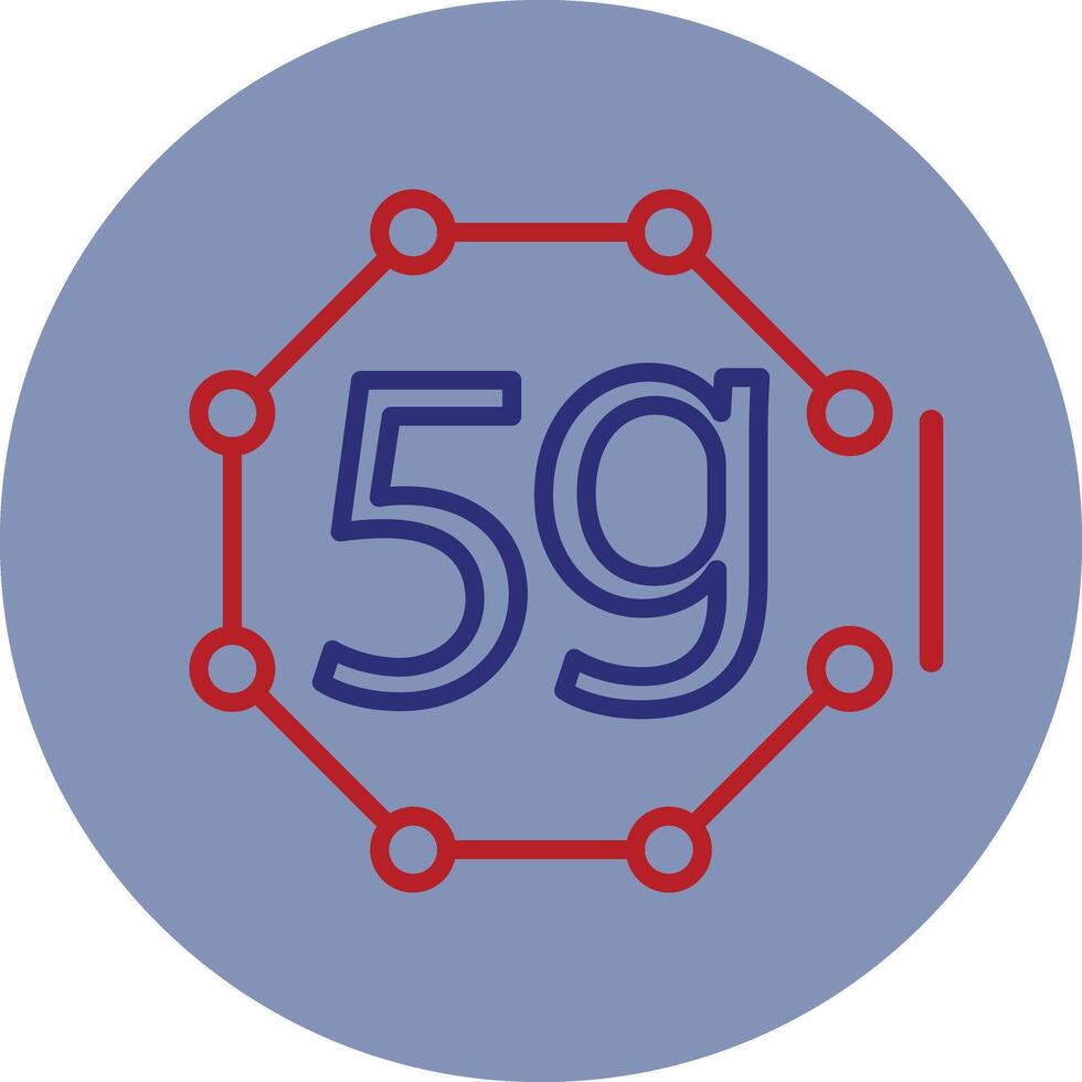 5g Line Two Color Circle Icon vector