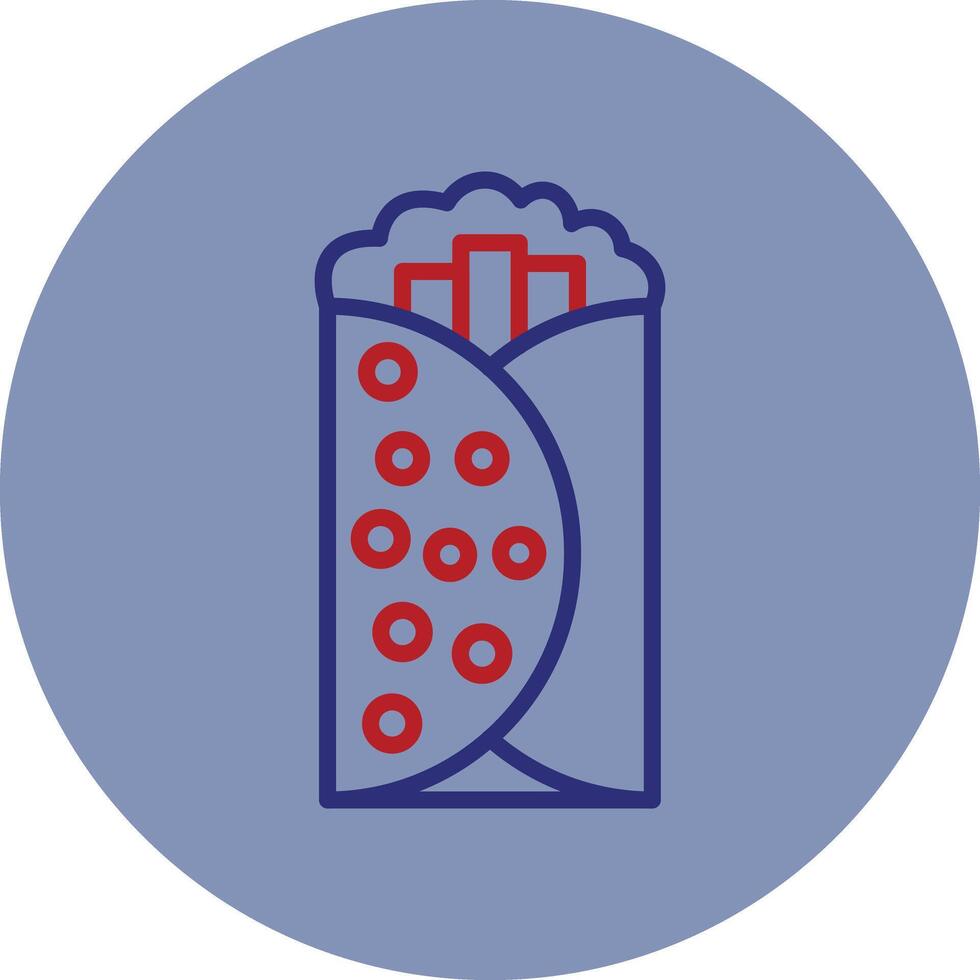 Burrito Line Two Color Circle Icon vector
