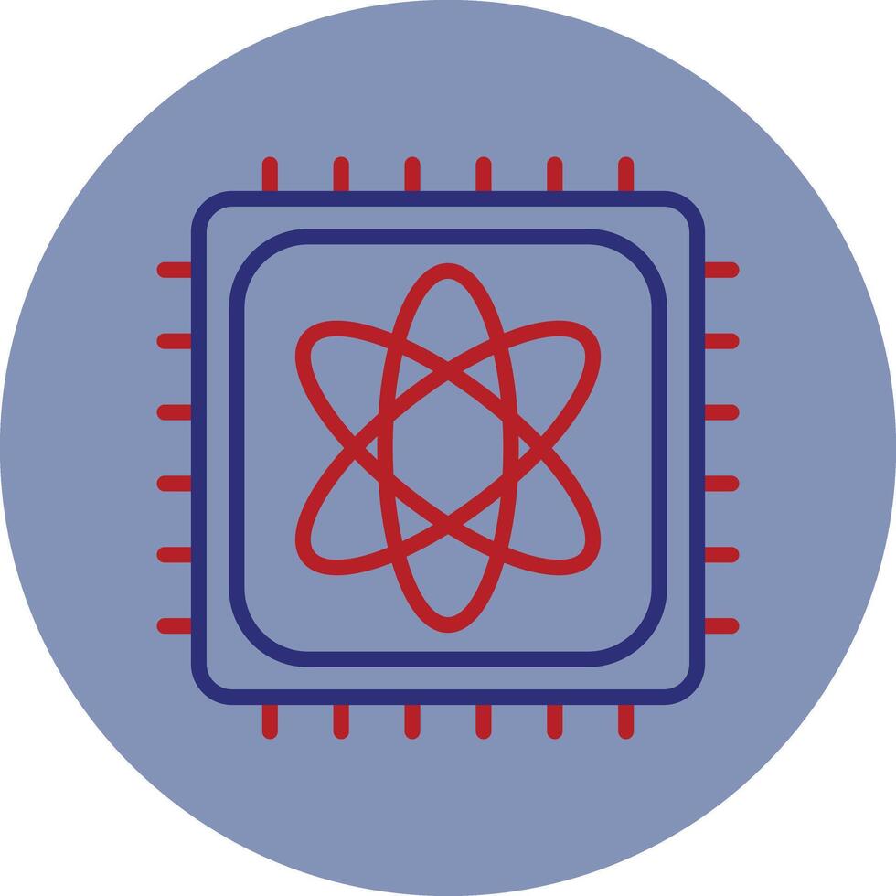 Quantum Computer Line Two Color Circle Icon vector