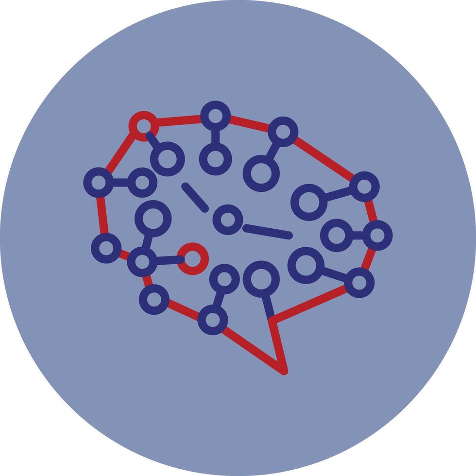 Neural Network Line Two Color Circle Icon vector