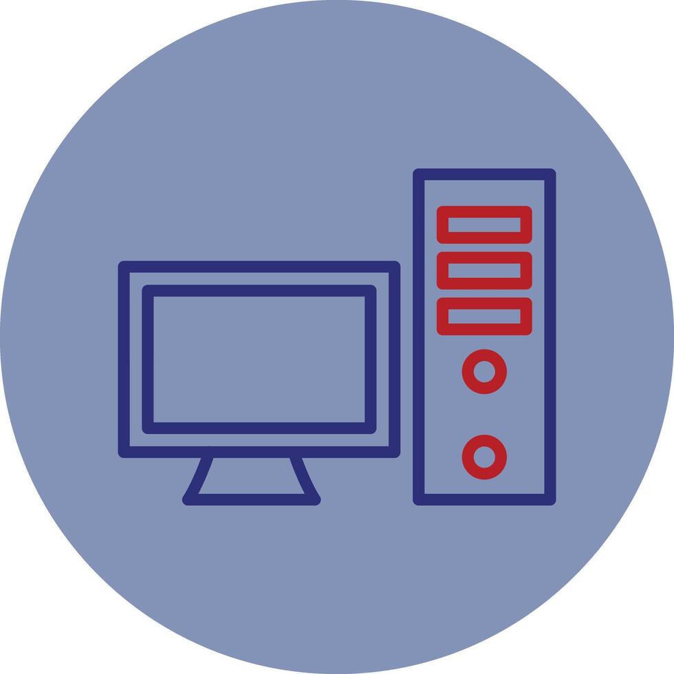 computadora línea dos color circulo icono vector