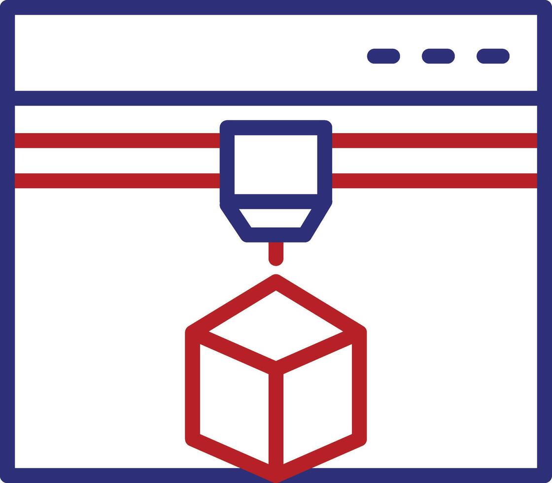 3d Printing Line Two Color Icon vector