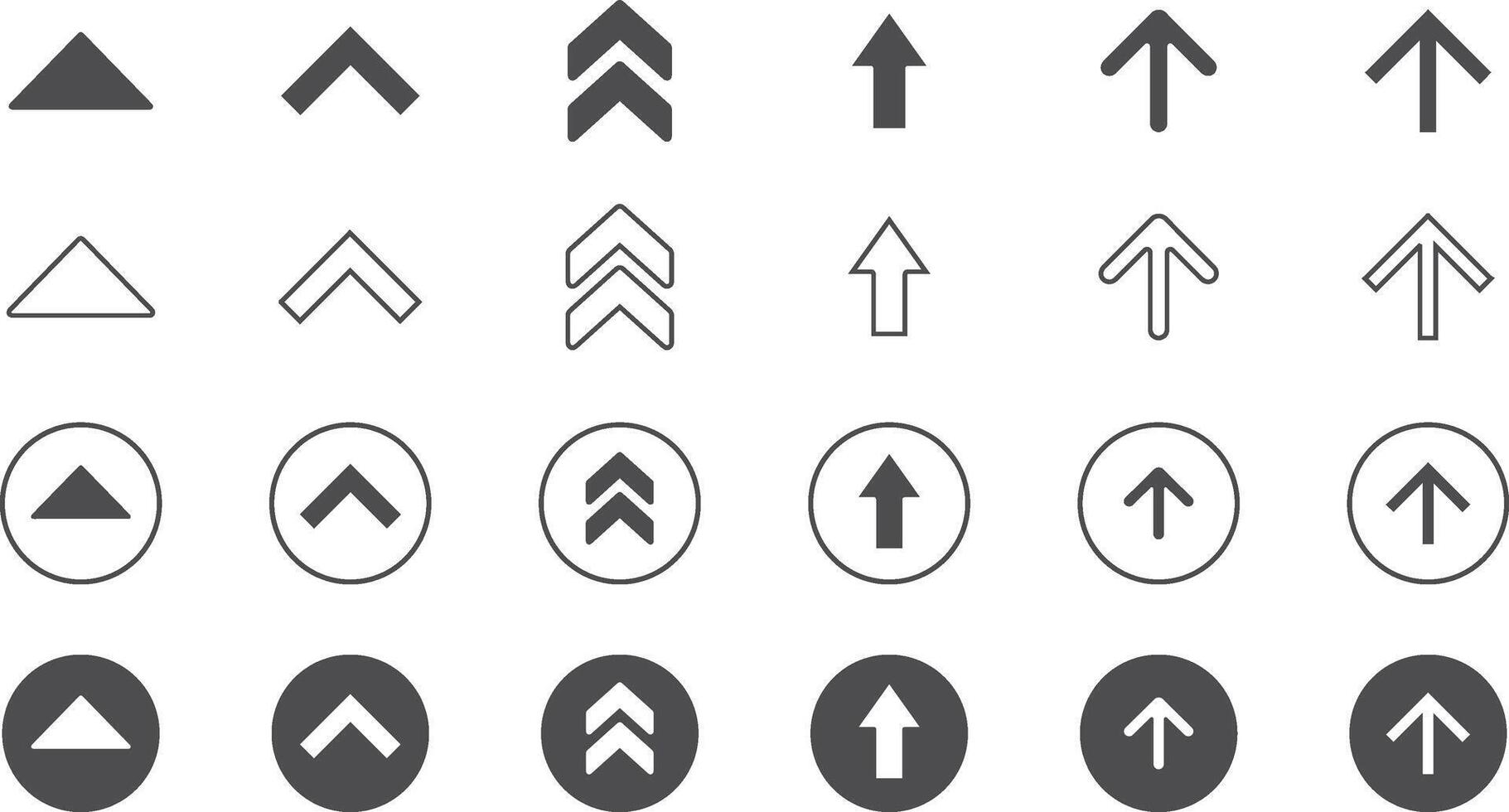 Arrows set black icons. Cursor illustration collection. Modern simple arrow in circle, stroke and black fill Icon set of arrow vector