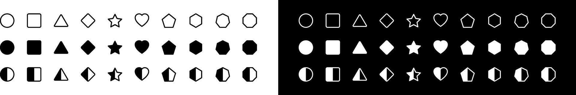 Abstract and basic shapes collection. Geometric formal shape. minimalist basic figure, Polygonal elements. Trendy diamond, circles, hexagon, star, triangle flat style. illustration vector
