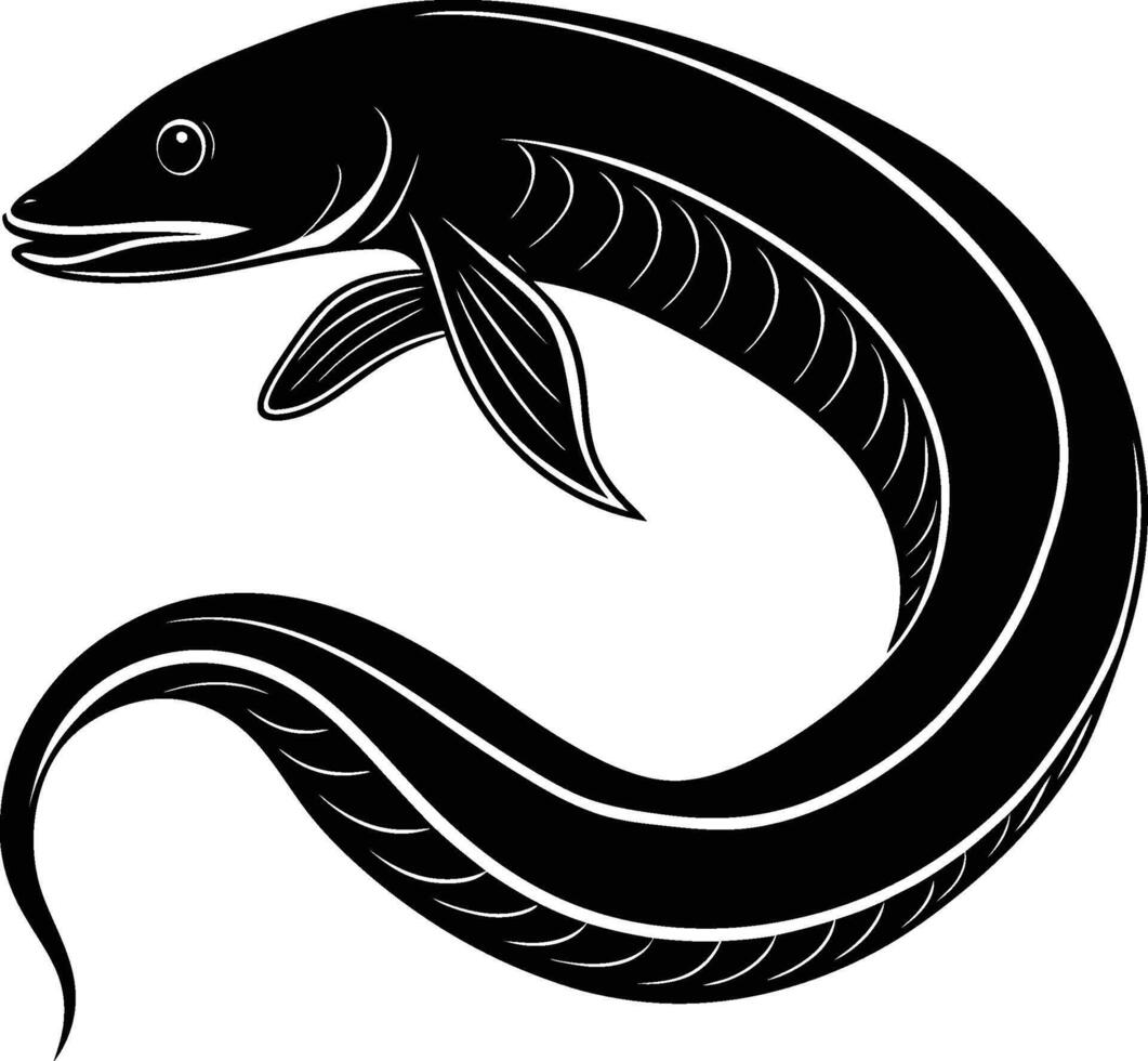 Eel silhouette illustration isolated on a white background vector