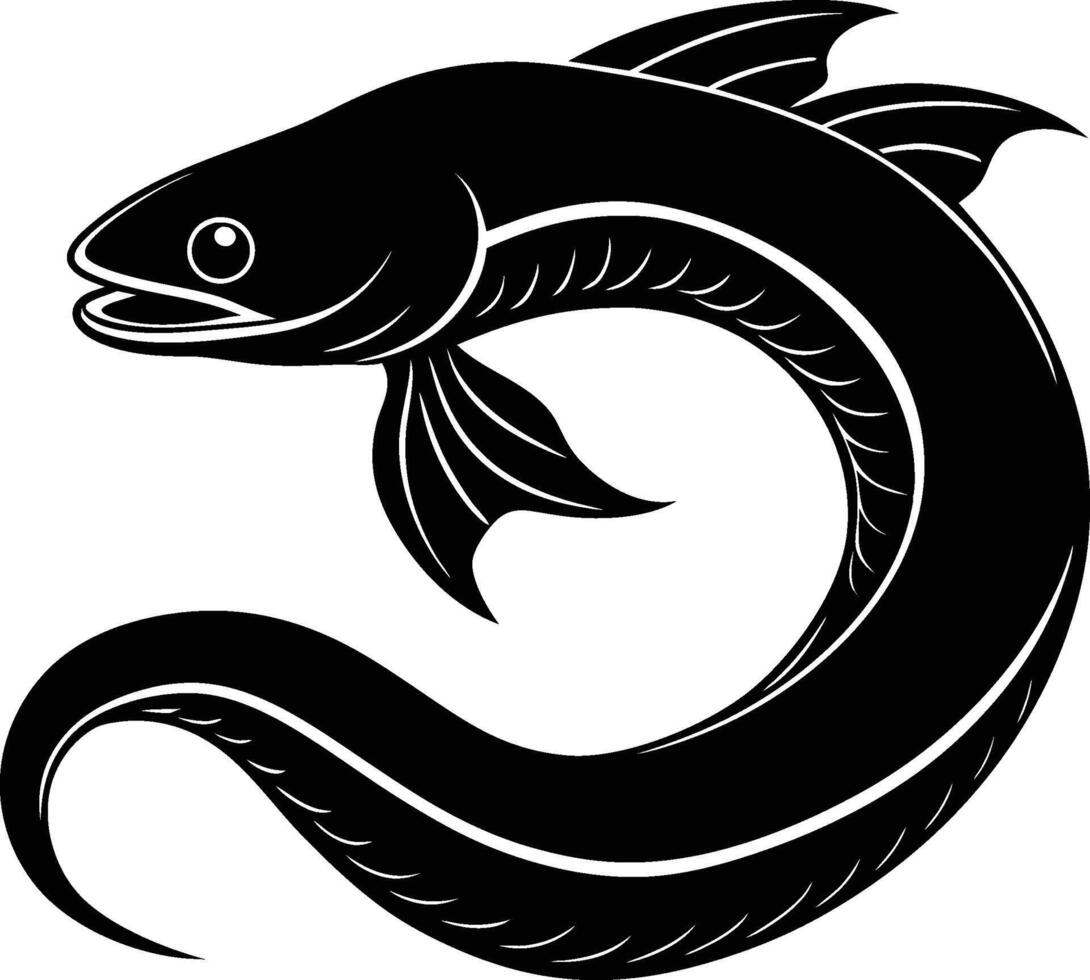 Eel silhouette illustration isolated on a white background vector