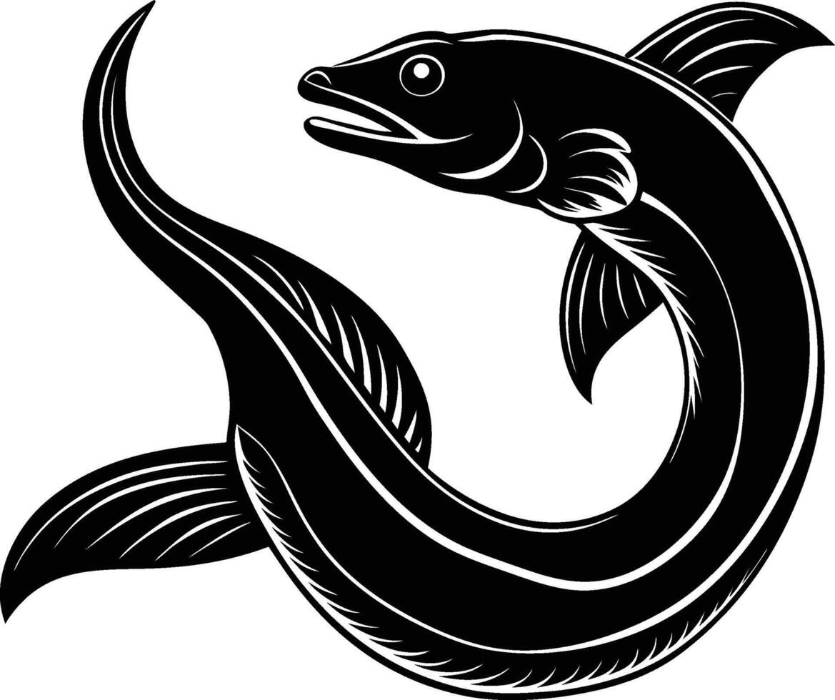 Eel silhouette illustration isolated on a white background vector