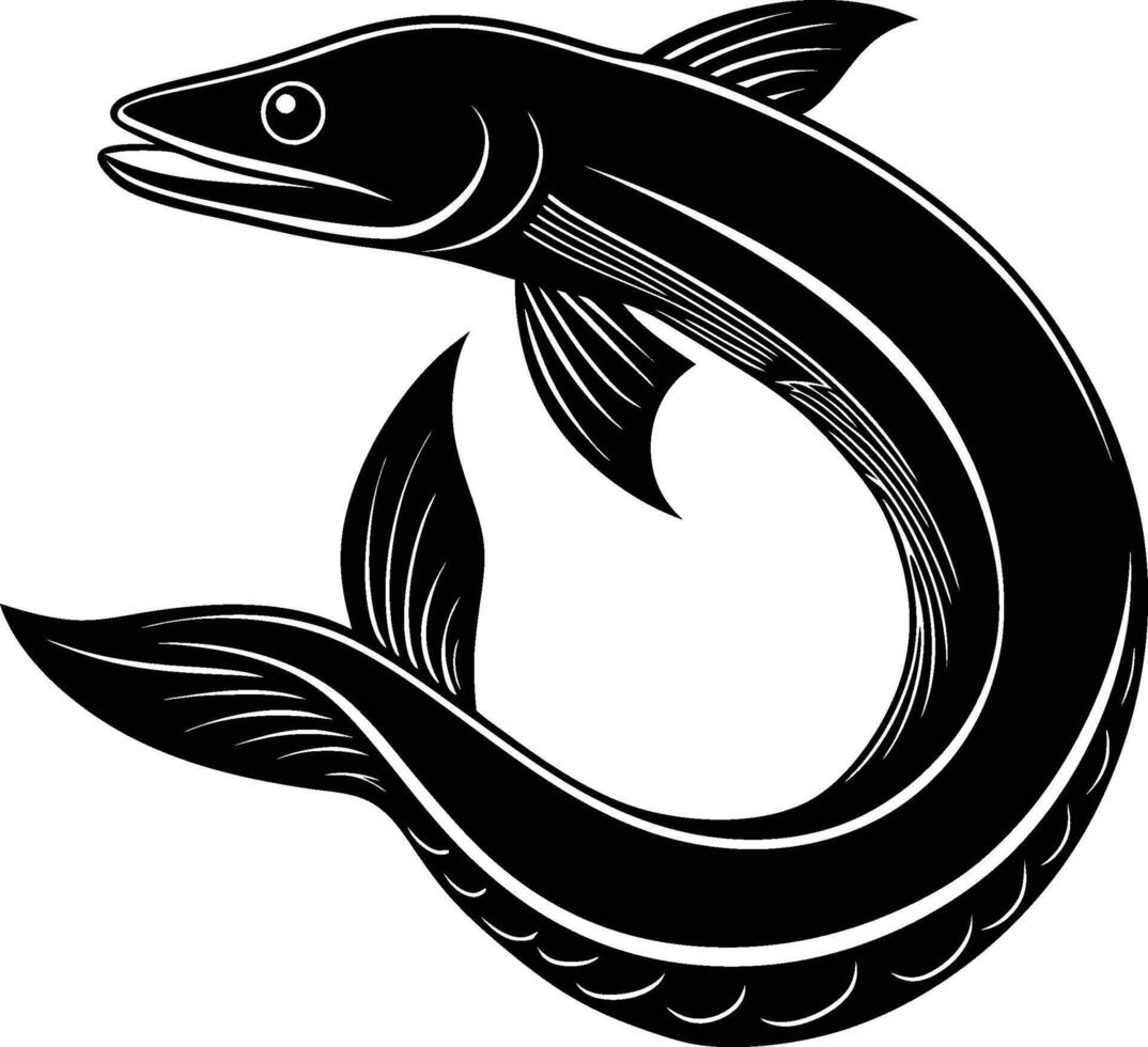 Eel silhouette illustration isolated on a white background vector