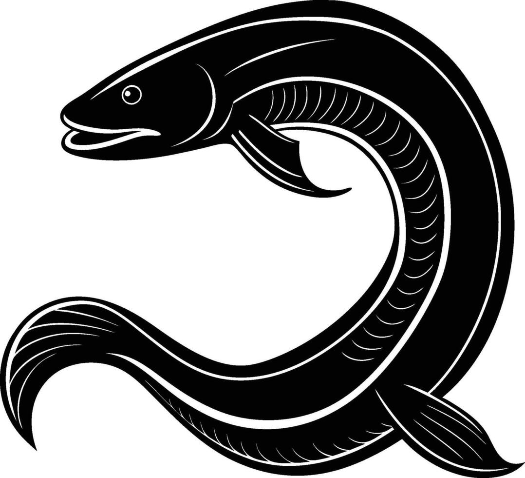 Eel silhouette illustration isolated on a white background vector