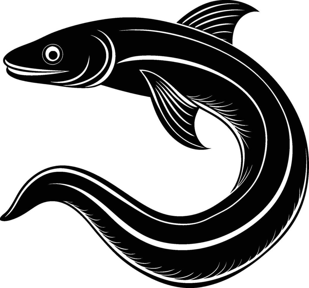 Eel silhouette illustration isolated on a white background vector