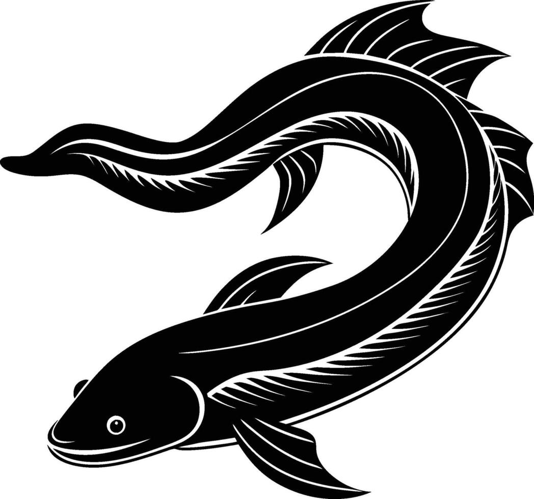 Eel silhouette illustration isolated on a white background vector
