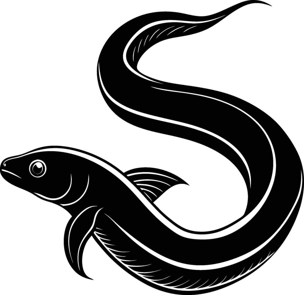 Eel silhouette illustration isolated on a white background vector