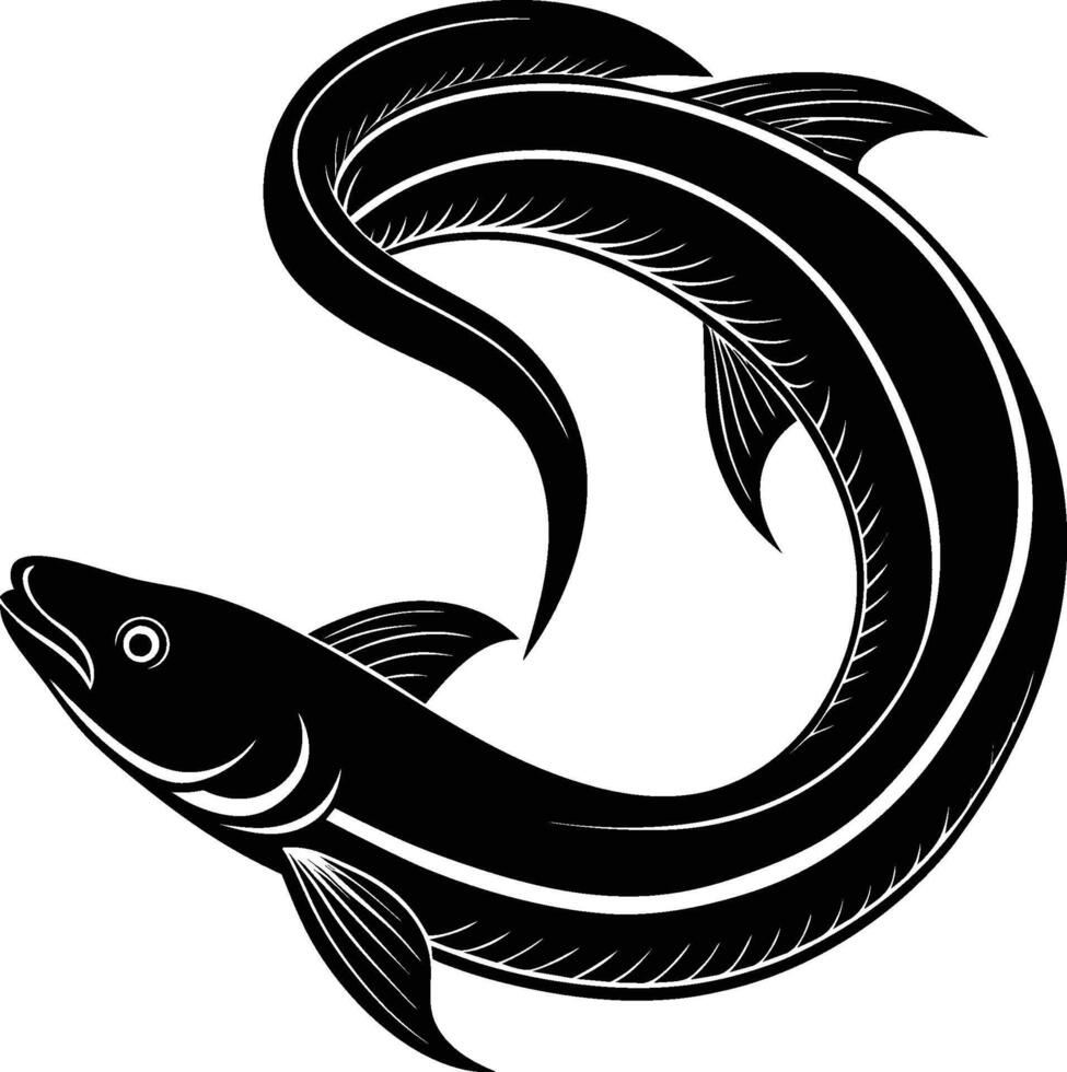 Eel silhouette illustration isolated on a white background vector