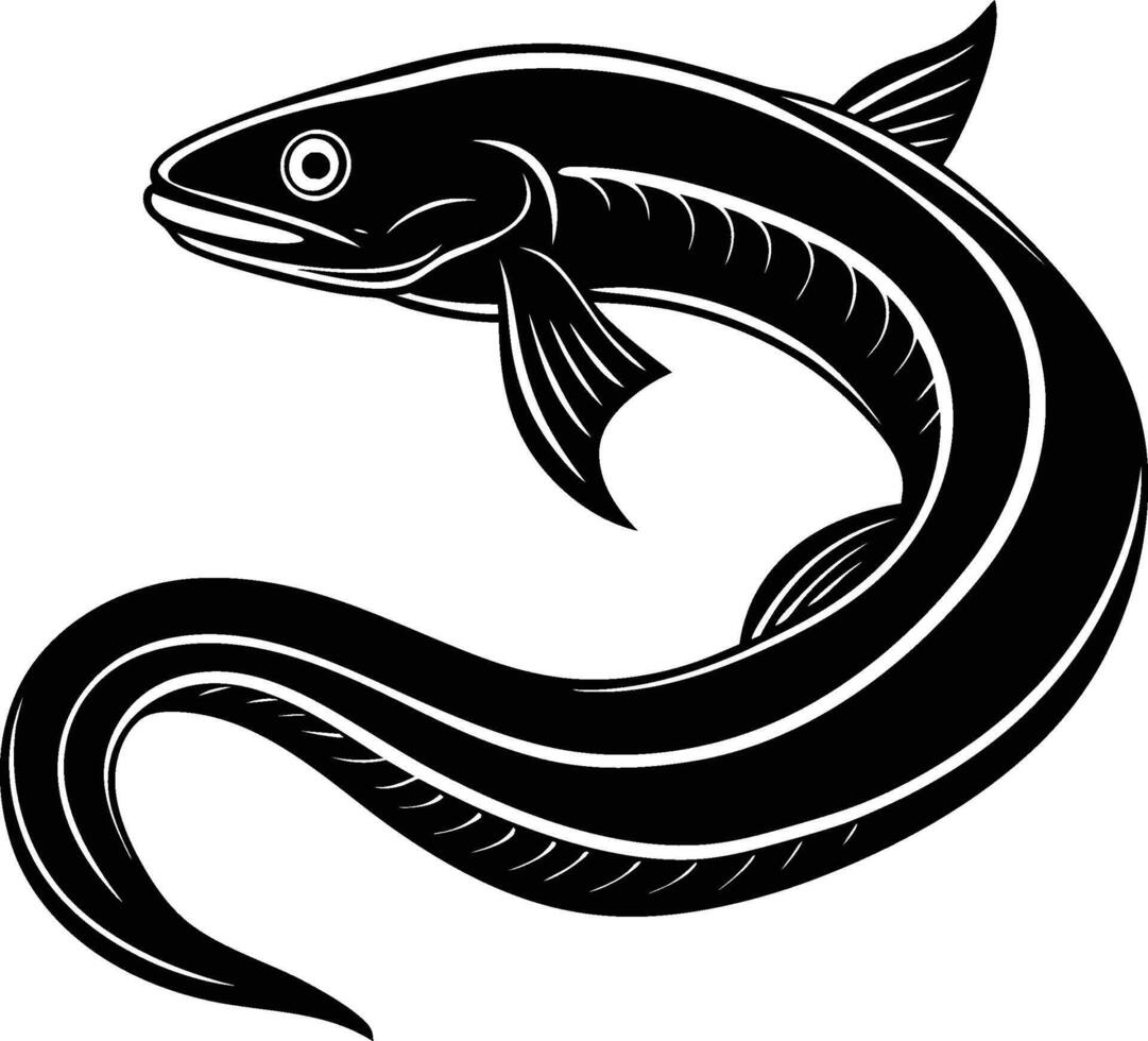 Eel silhouette illustration isolated on a white background vector