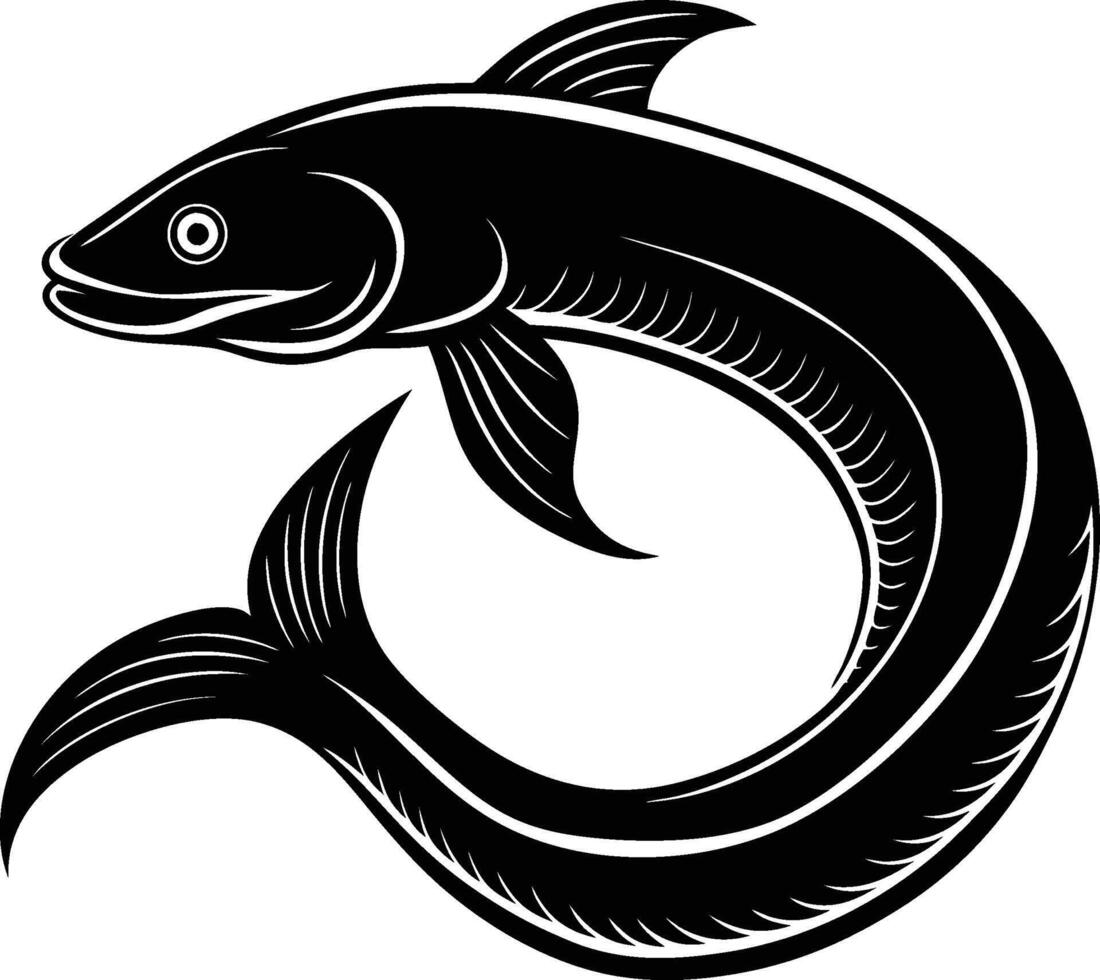 Eel silhouette illustration isolated on a white background vector