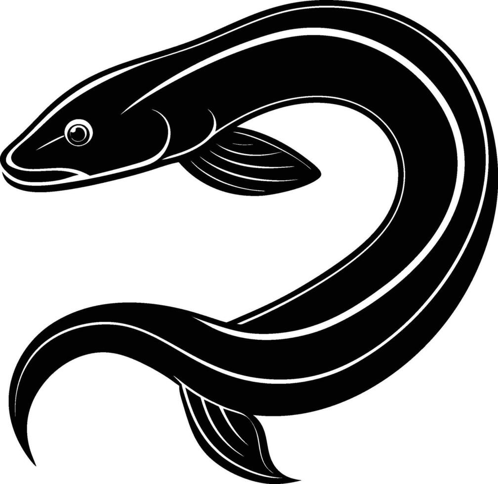 Eel silhouette illustration isolated on a white background vector