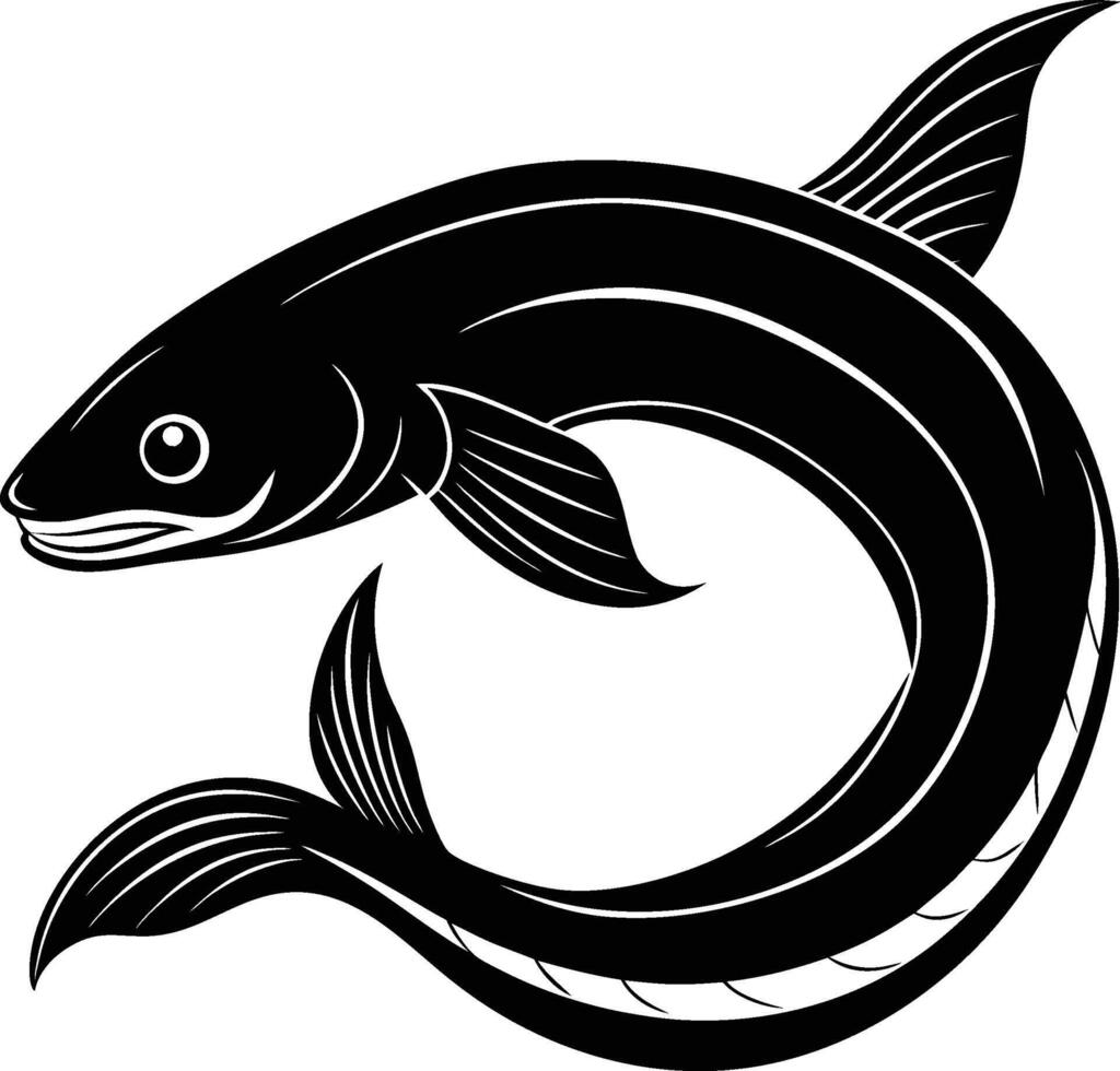 Eel silhouette illustration isolated on a white background vector