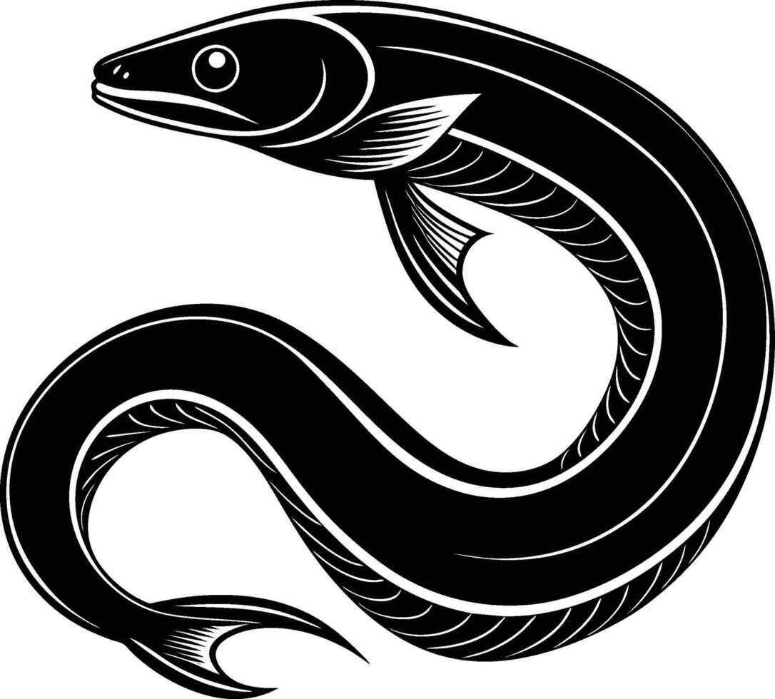 Eel silhouette illustration isolated on a white background vector