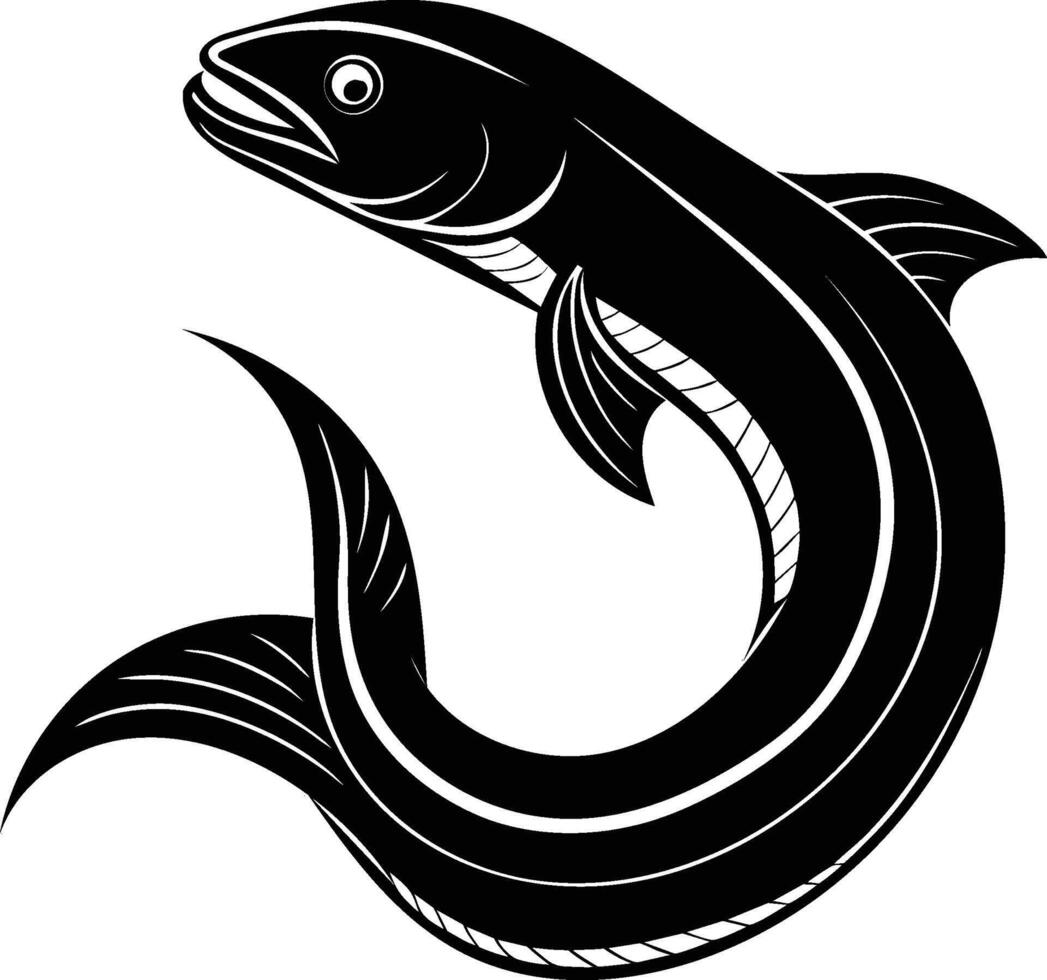 Eel silhouette illustration isolated on a white background vector