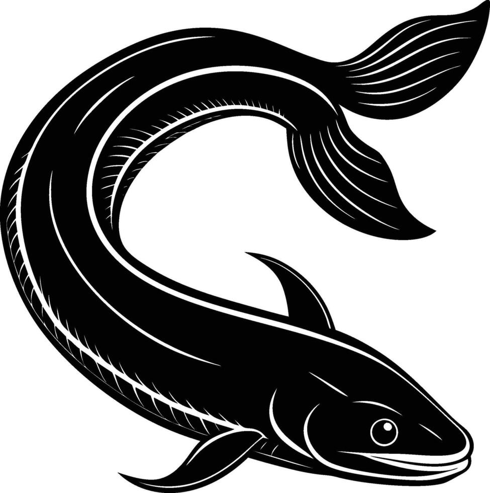 Eel silhouette illustration isolated on a white background vector