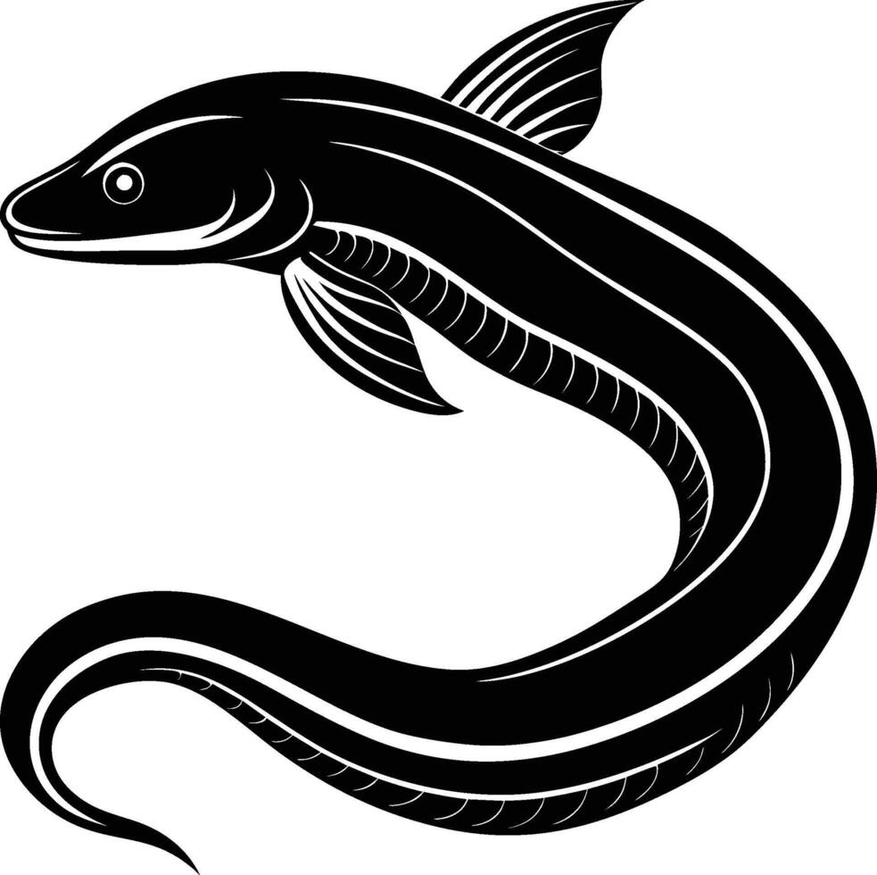 Eel silhouette illustration isolated on a white background vector