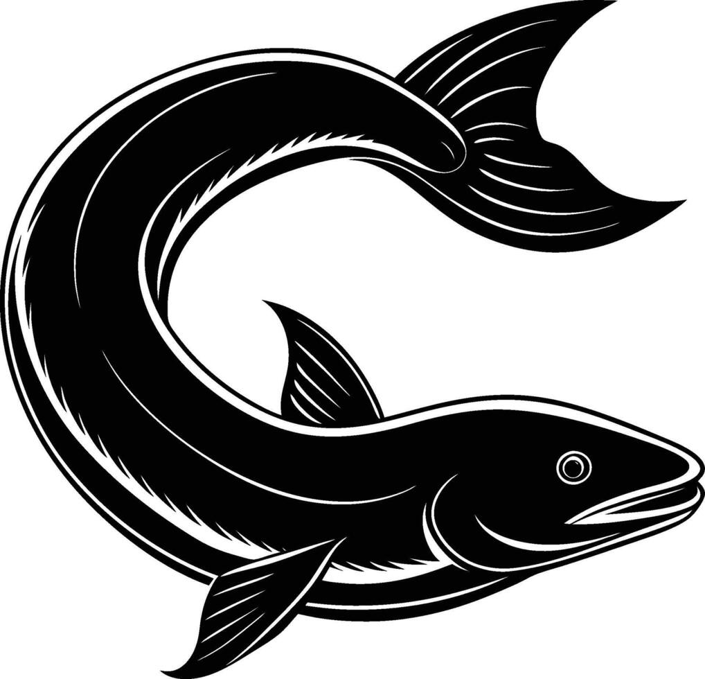 Eel silhouette illustration isolated on a white background vector